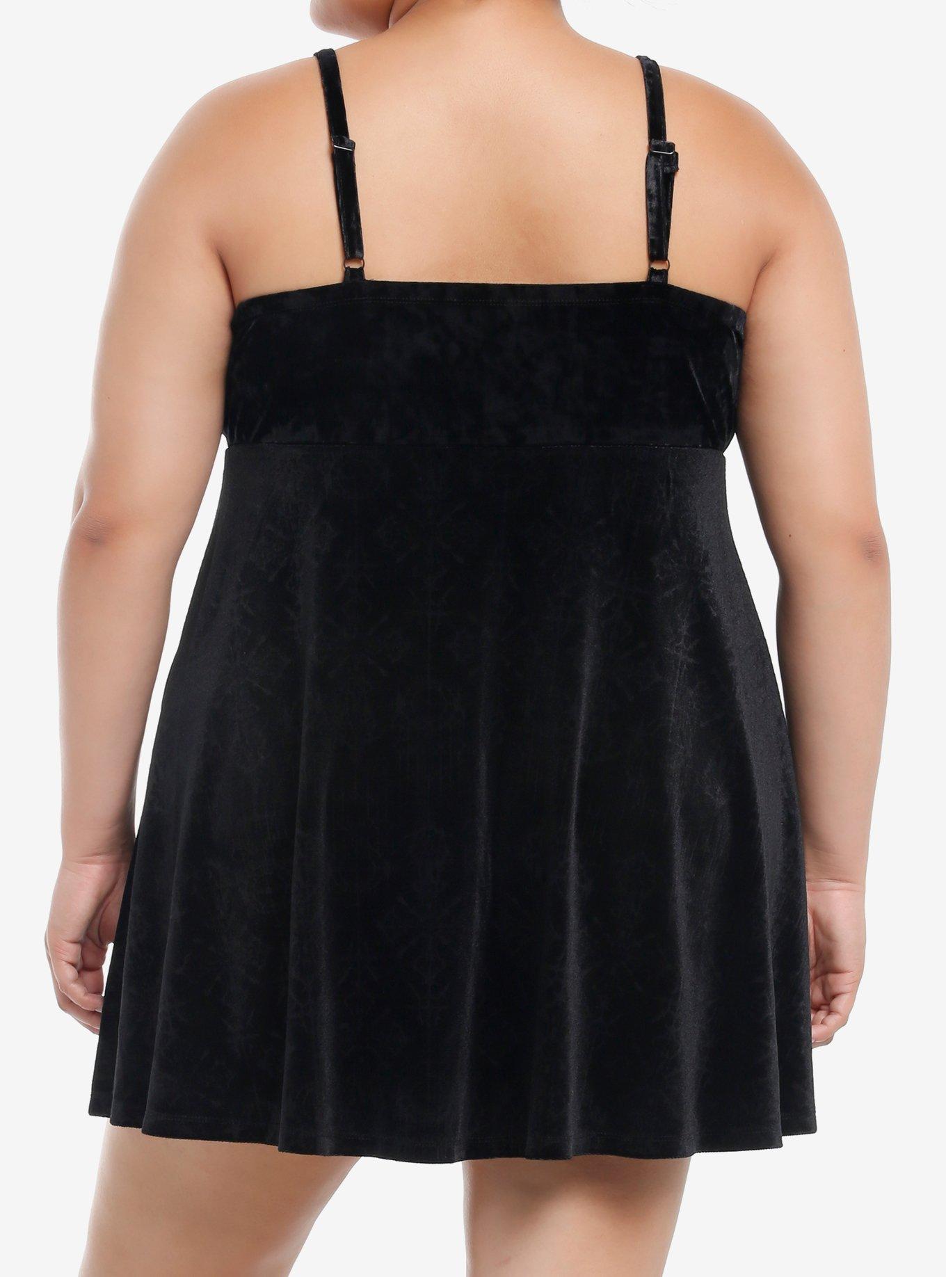 Cosmic Aura Witch Symbol Debossed Velvet Cami Dress Plus Size, PURPLE, alternate