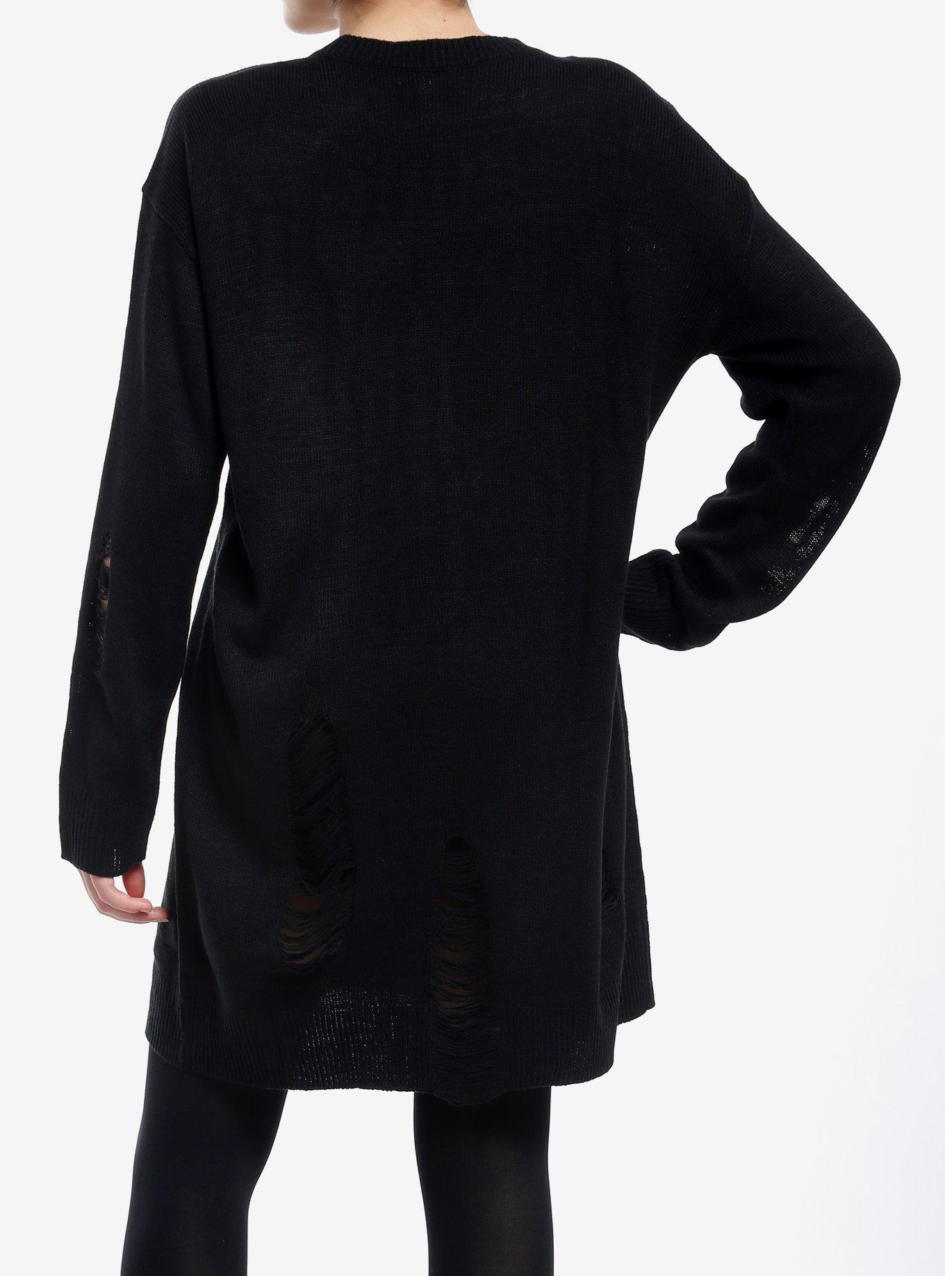 Cosmic Aura Gothic Cross Distressed Sweater Dress, , alternate