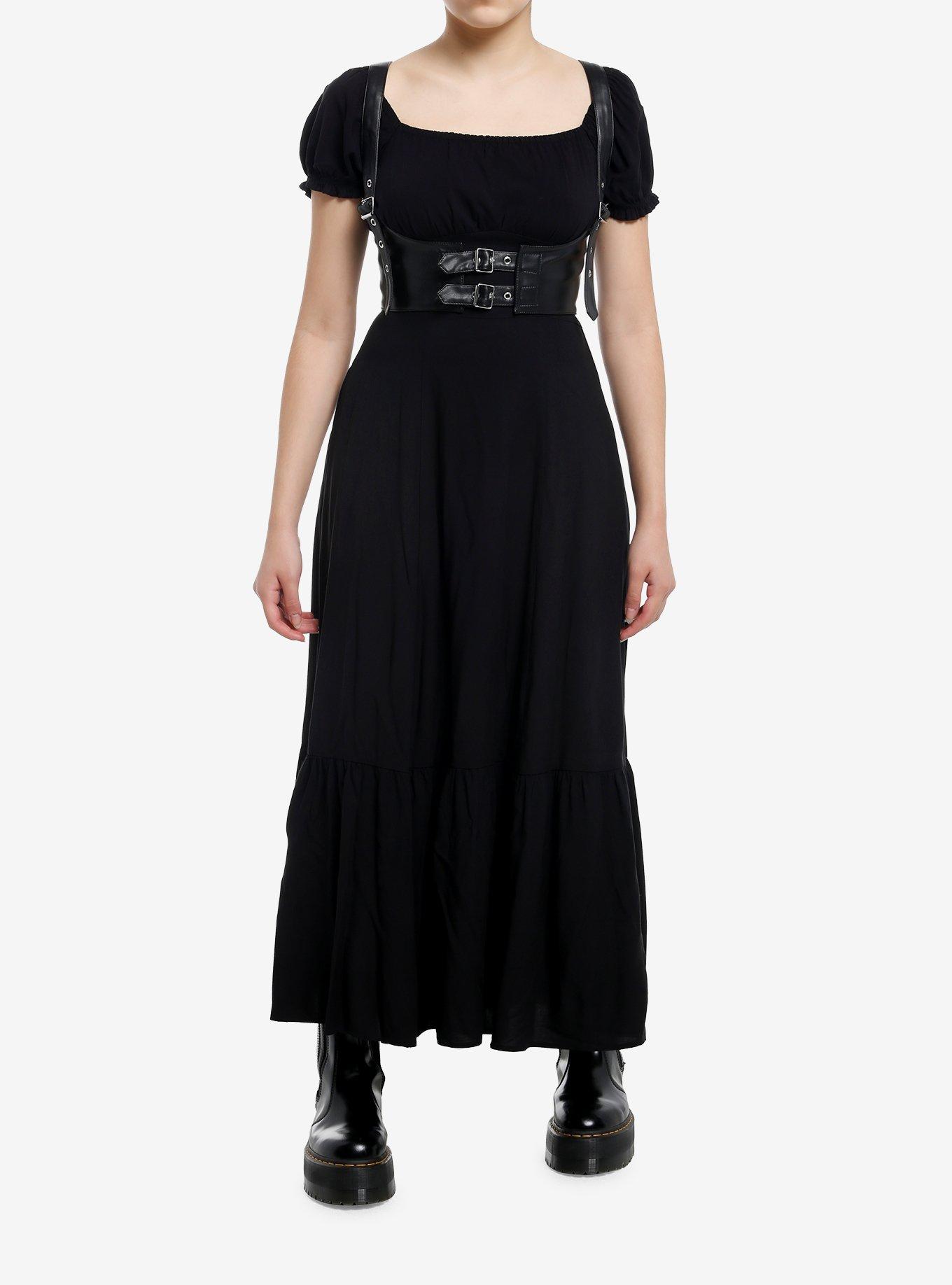 Thorn & Fable Faux Leather Harness Maxi Dress, , hi-res