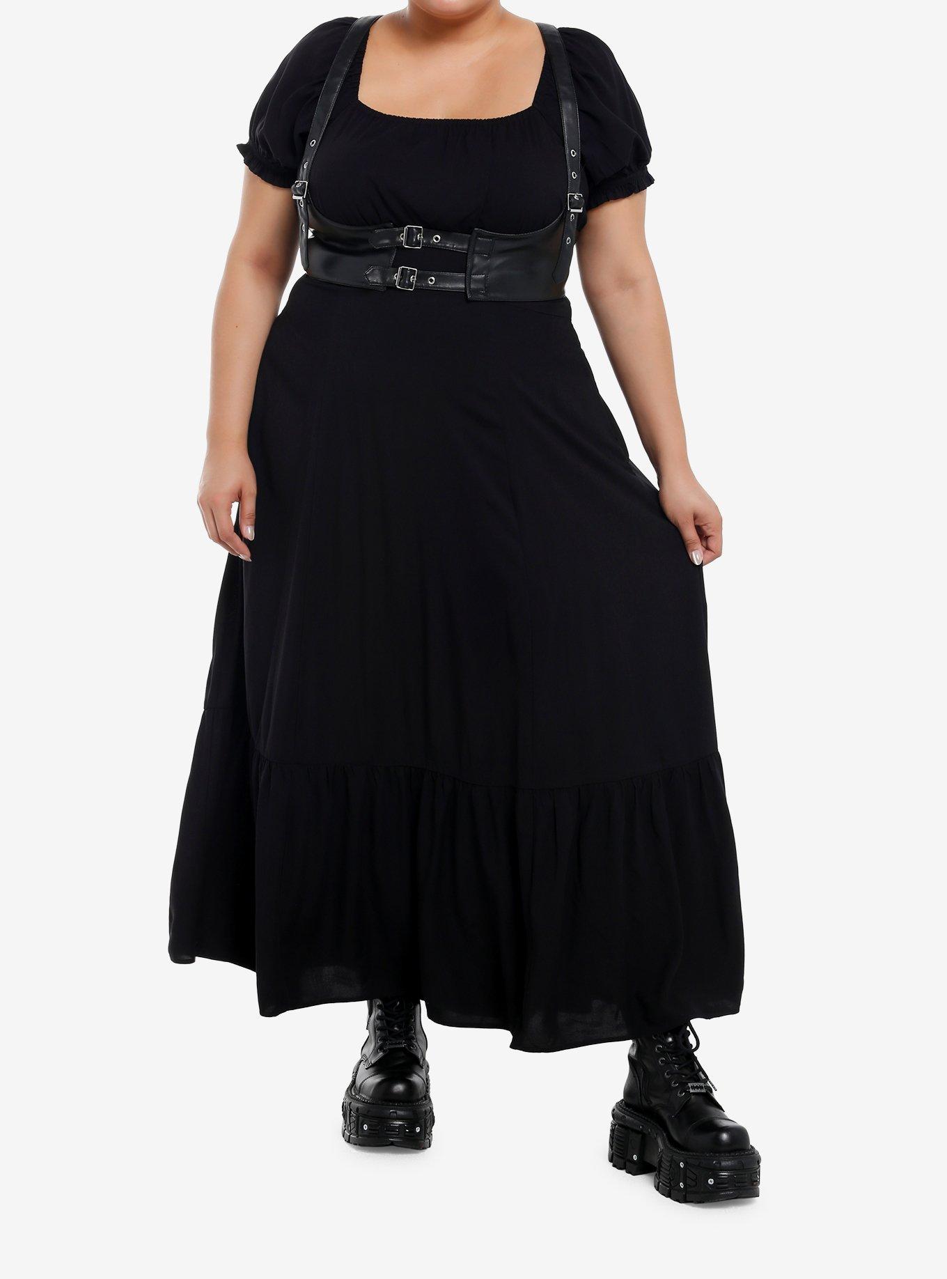 Thorn & Fable Faux Leather Harness Maxi Dress Plus Size, , hi-res