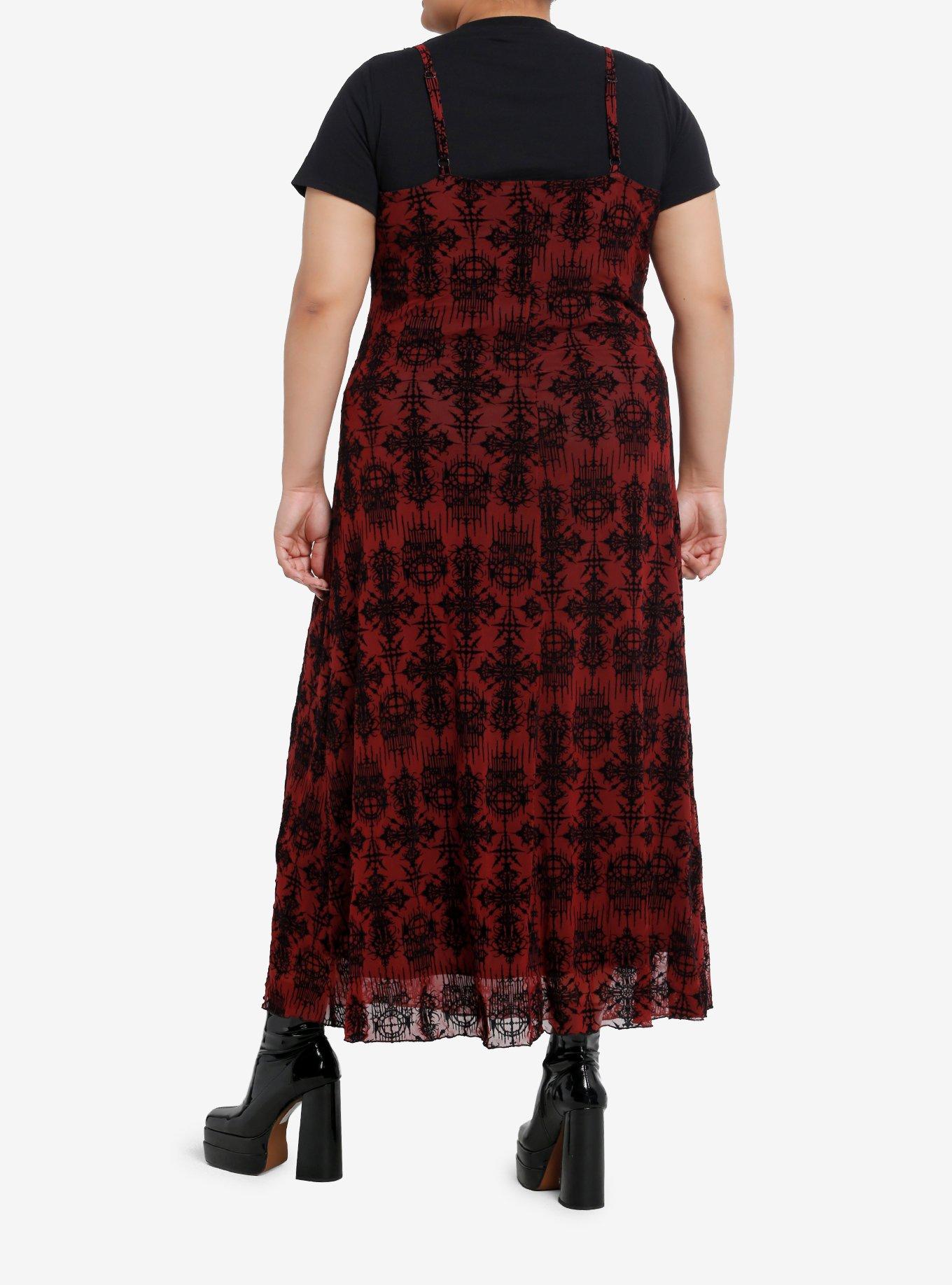 Cosmic Aura Goth Ornate Twofer Maxi Dress Plus Size, , hi-res