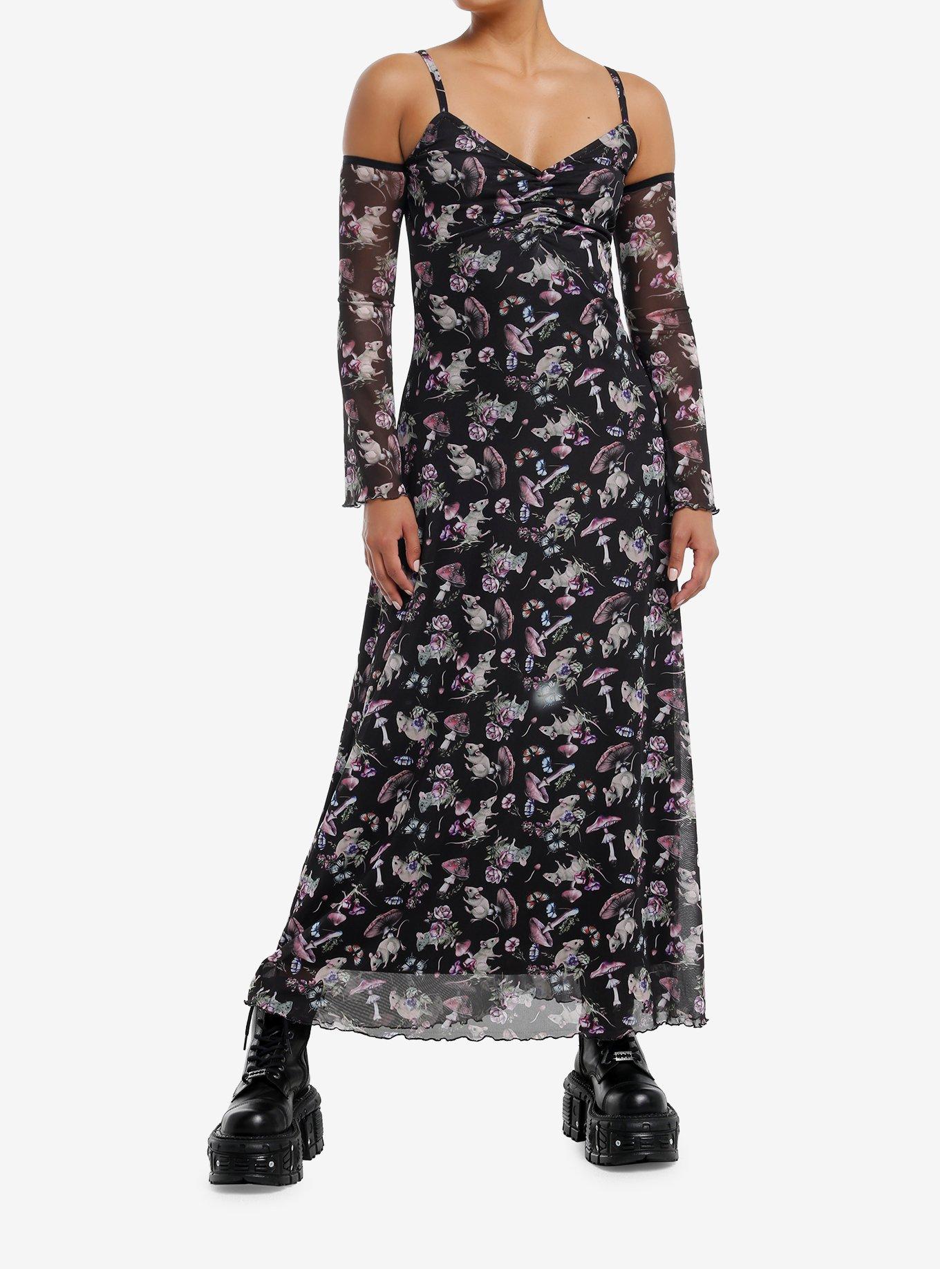 Thorn & Fable Mushroom Rat Cold Shoulder Maxi Dress, , hi-res