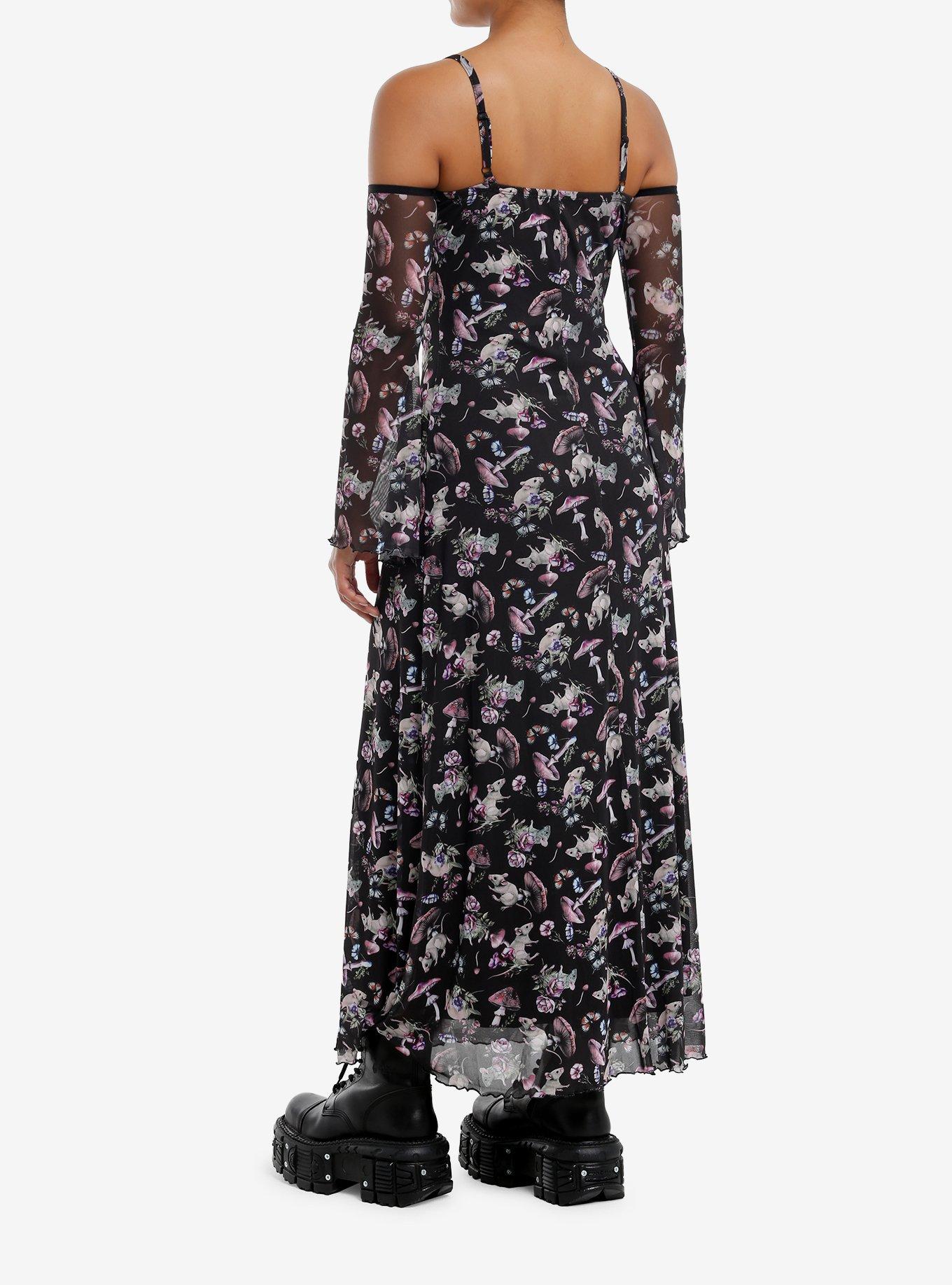 Thorn & Fable Mushroom Rat Cold Shoulder Maxi Dress, MULTI, alternate