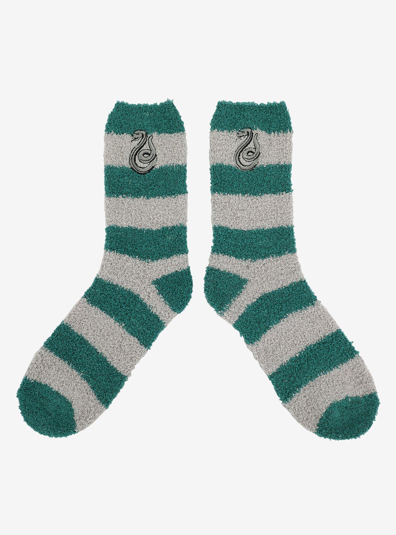 Harry Potter Slytherin Stripe Fuzzy Socks, , alternate