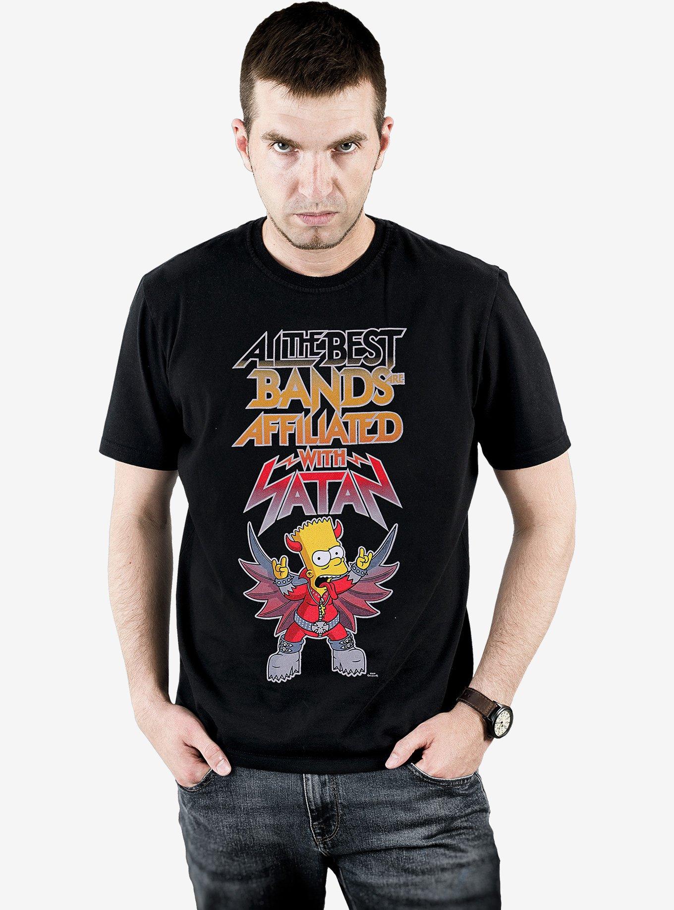 The Simpsons with Satan Front Print T-Shirt, BLACK, alternate