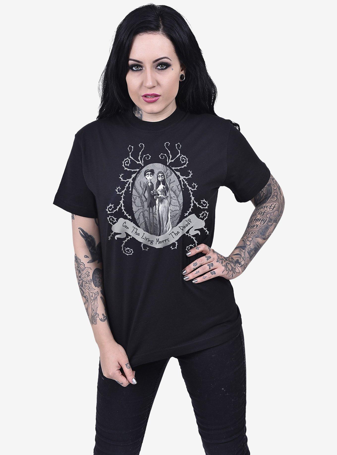 Corpse Bride Dead Wedding Front Print T-Shirt, BLACK, alternate