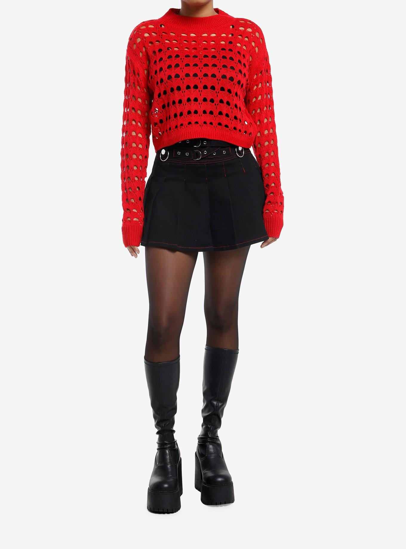 Sweet Society Red Heart Girls Crop Knit Sweater, , hi-res