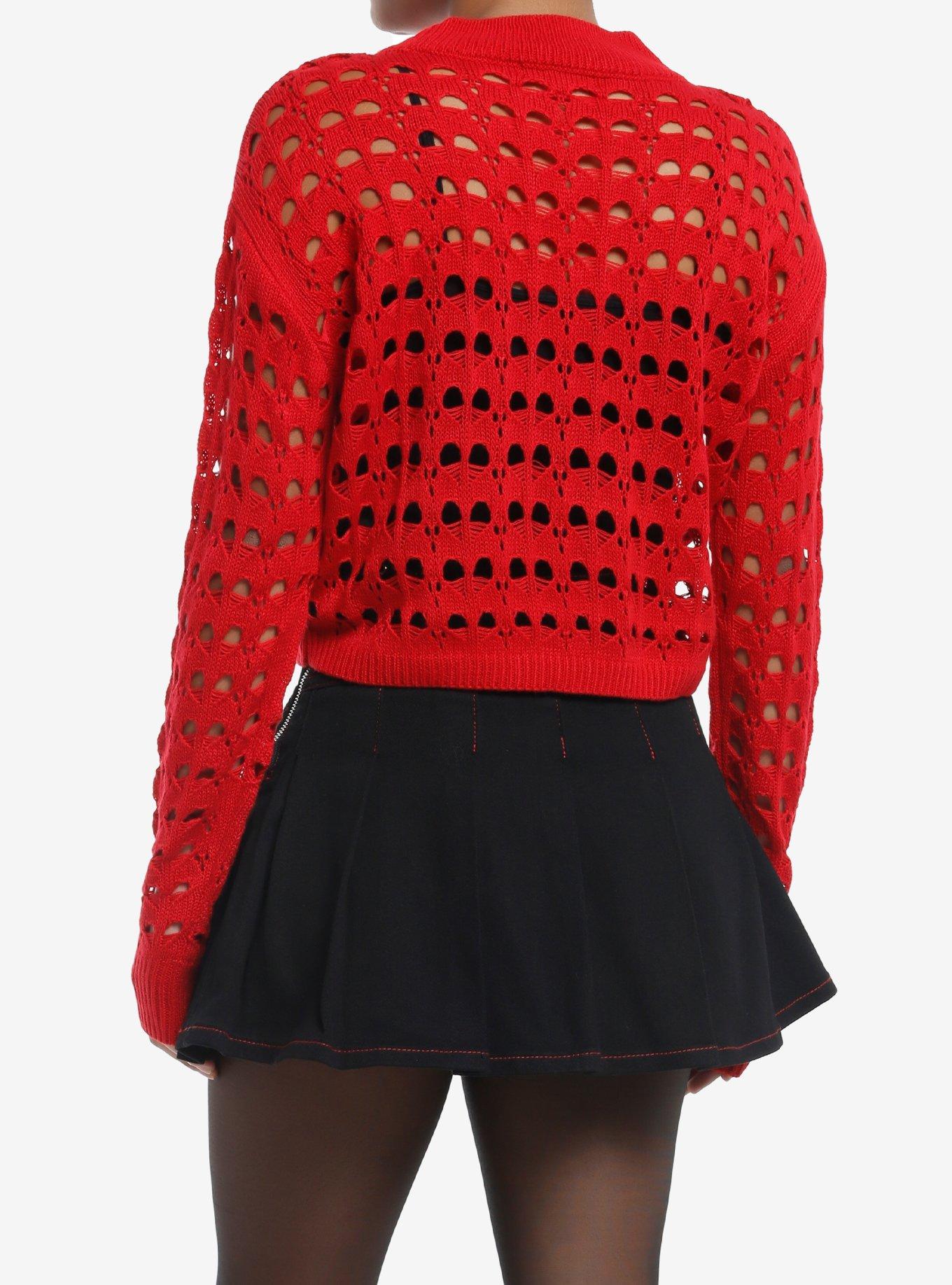 Sweet Society Red Heart Girls Crop Knit Sweater, RED, alternate
