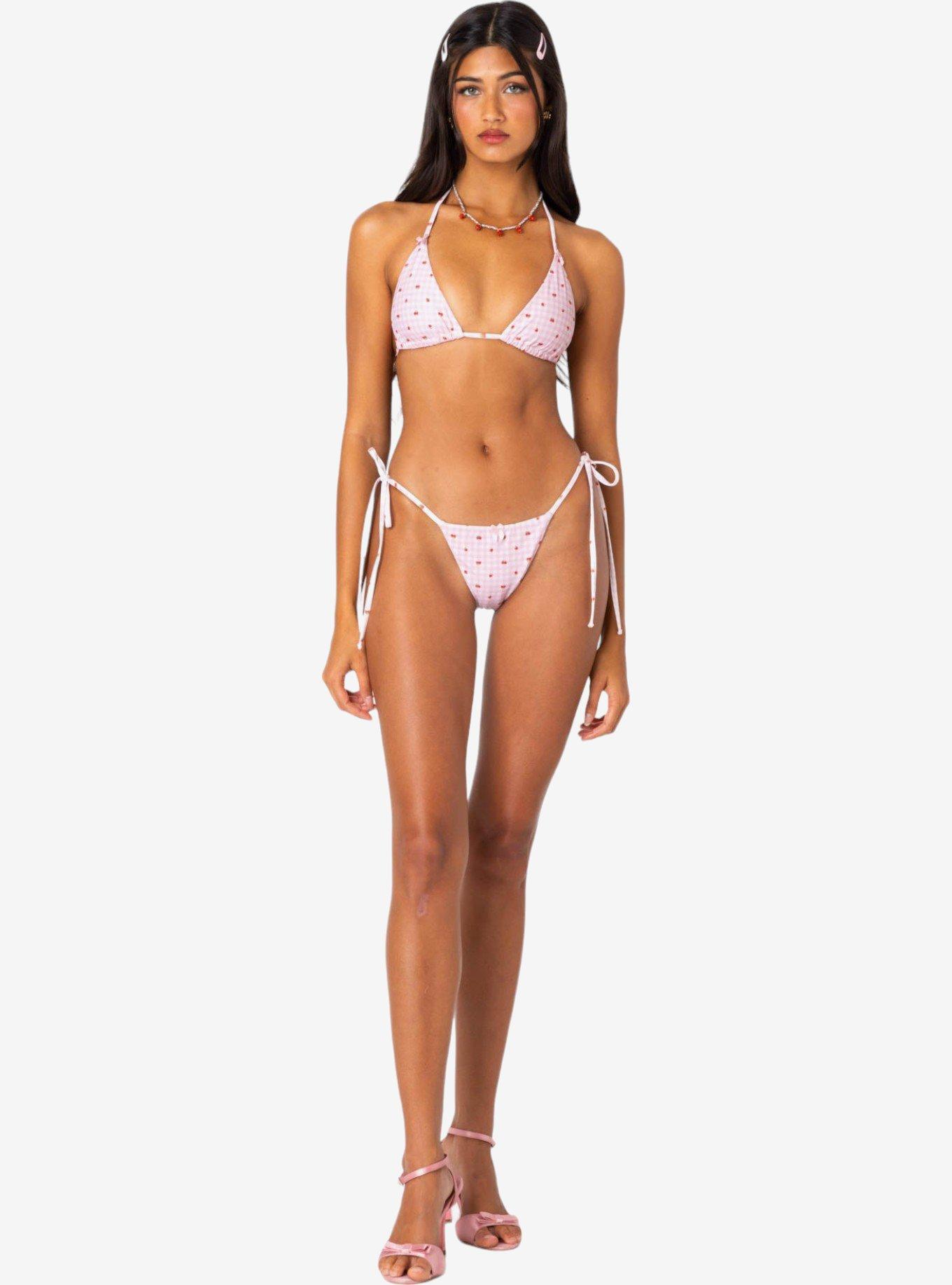 Edikted Picnic String Bikini Bottom, PINK, alternate