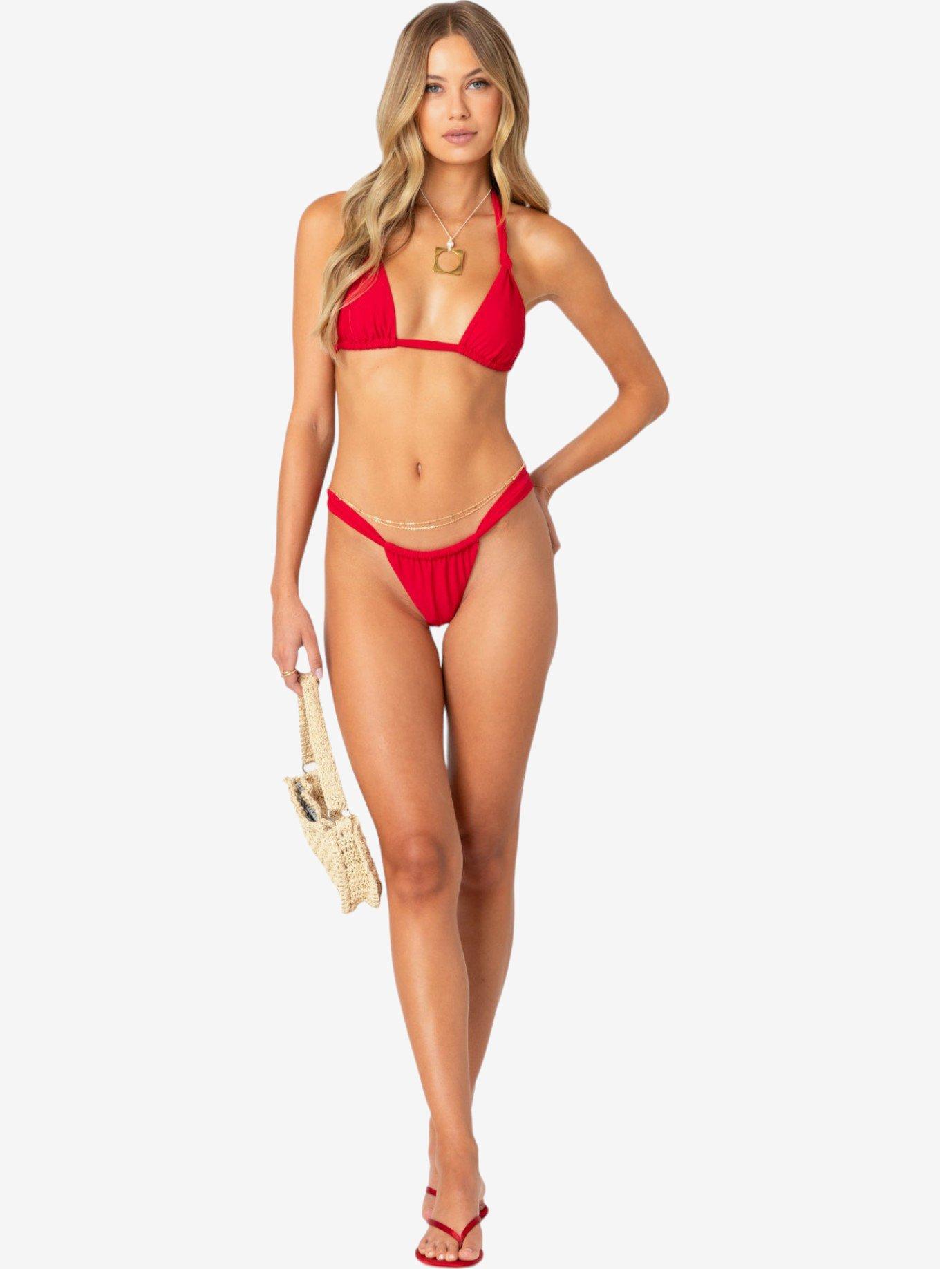 Edikted Soraya Knotted Bikini Top, RED, alternate