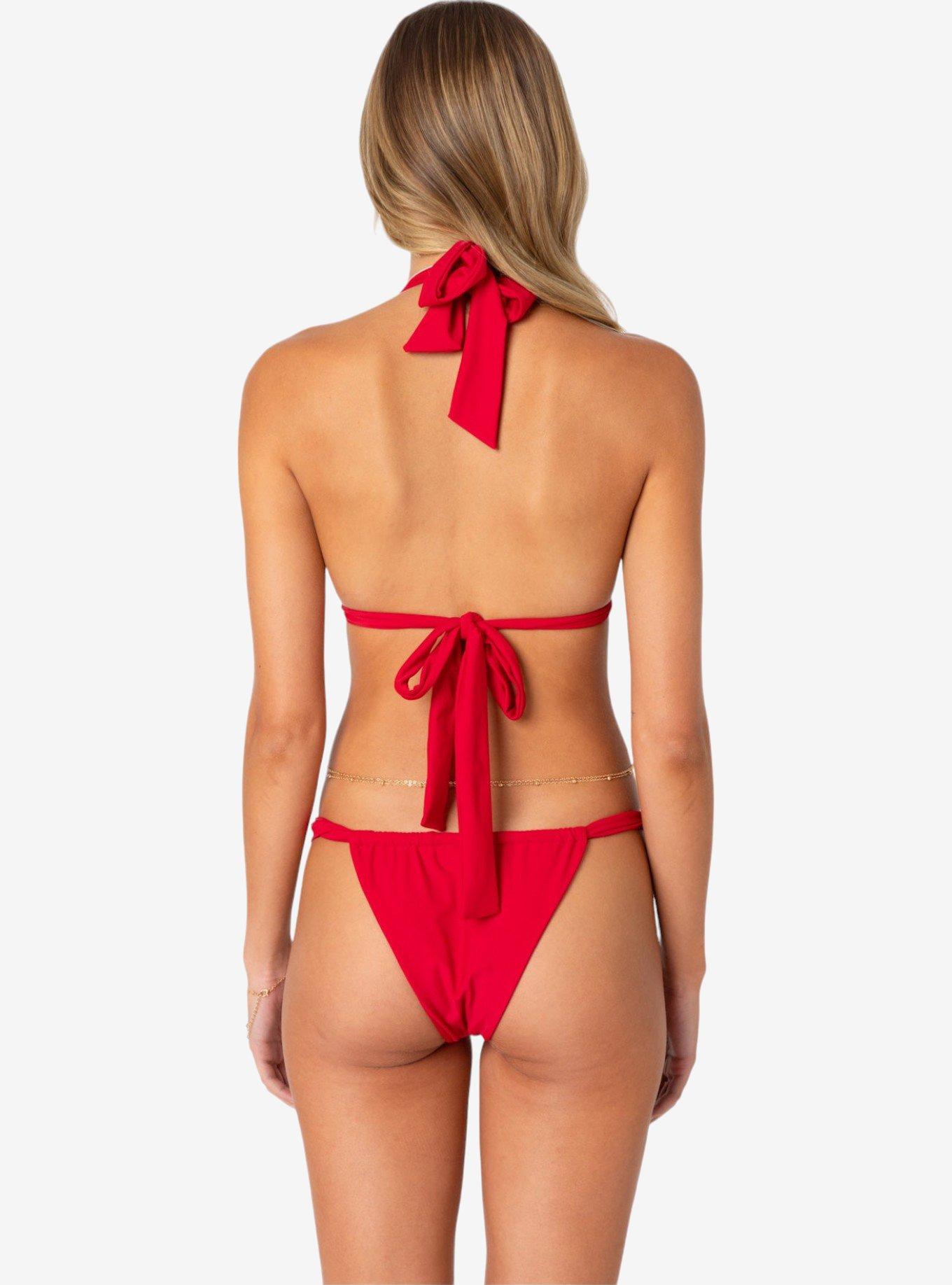 Edikted Soraya Knotted Bikini Top, RED, alternate