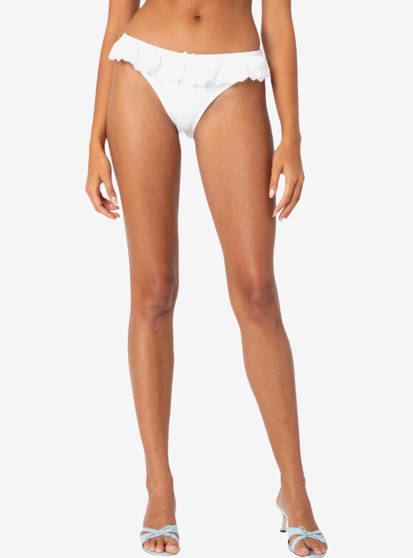 Edikted Lacey Ruffled Bikini Bottom, BRIGHT WHITE, alternate