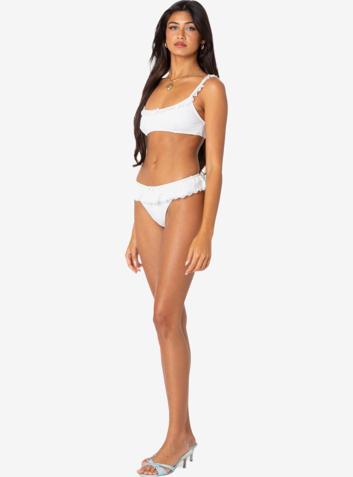 Edikted Lacey Ruffled Bikini Bottom, BRIGHT WHITE, alternate