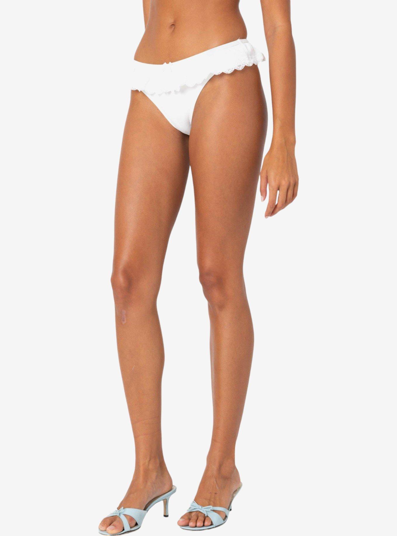 Edikted Lacey Ruffled Bikini Bottom, BRIGHT WHITE, alternate