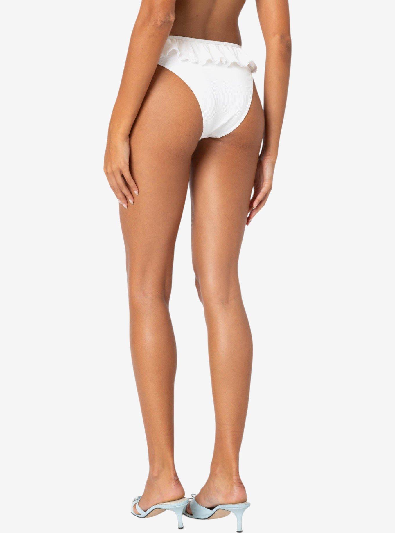 Edikted Lacey Ruffled Bikini Bottom, BRIGHT WHITE, alternate