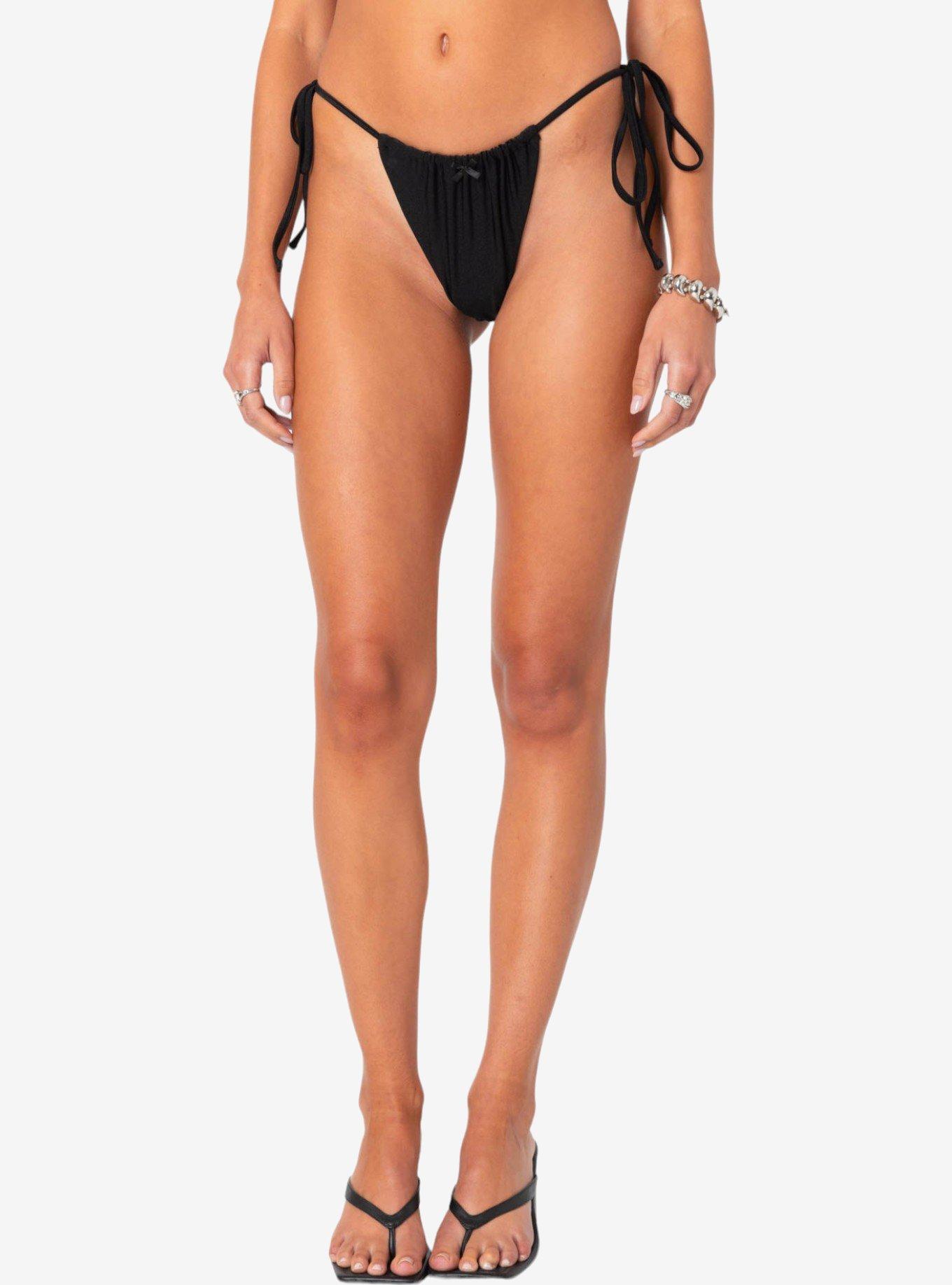 Edikted Darling Double String Bikini Bottom, BLACK, alternate