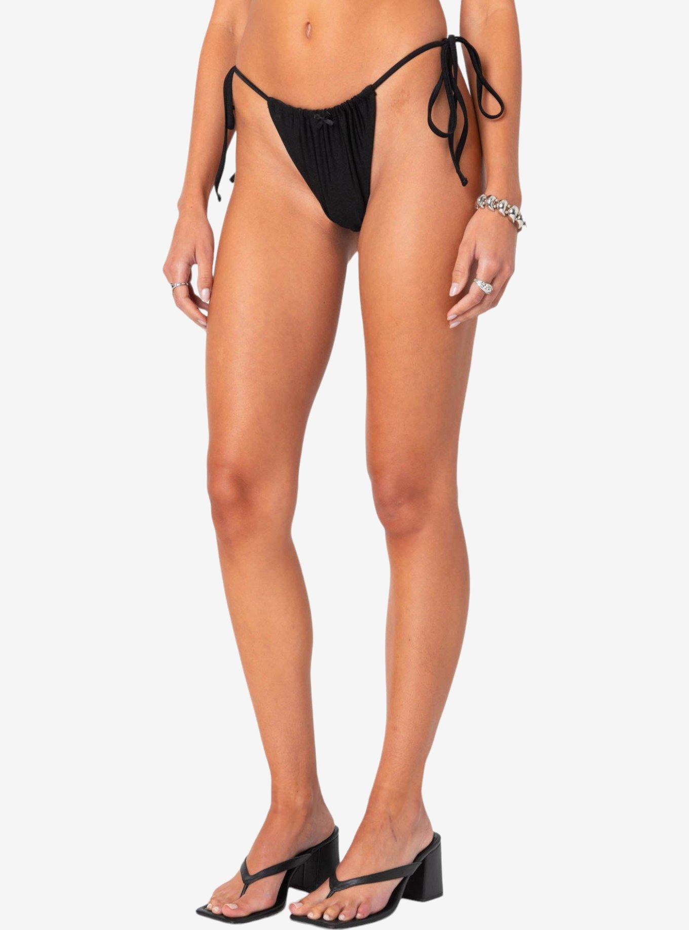 Edikted Darling Double String Bikini Bottom, BLACK, alternate