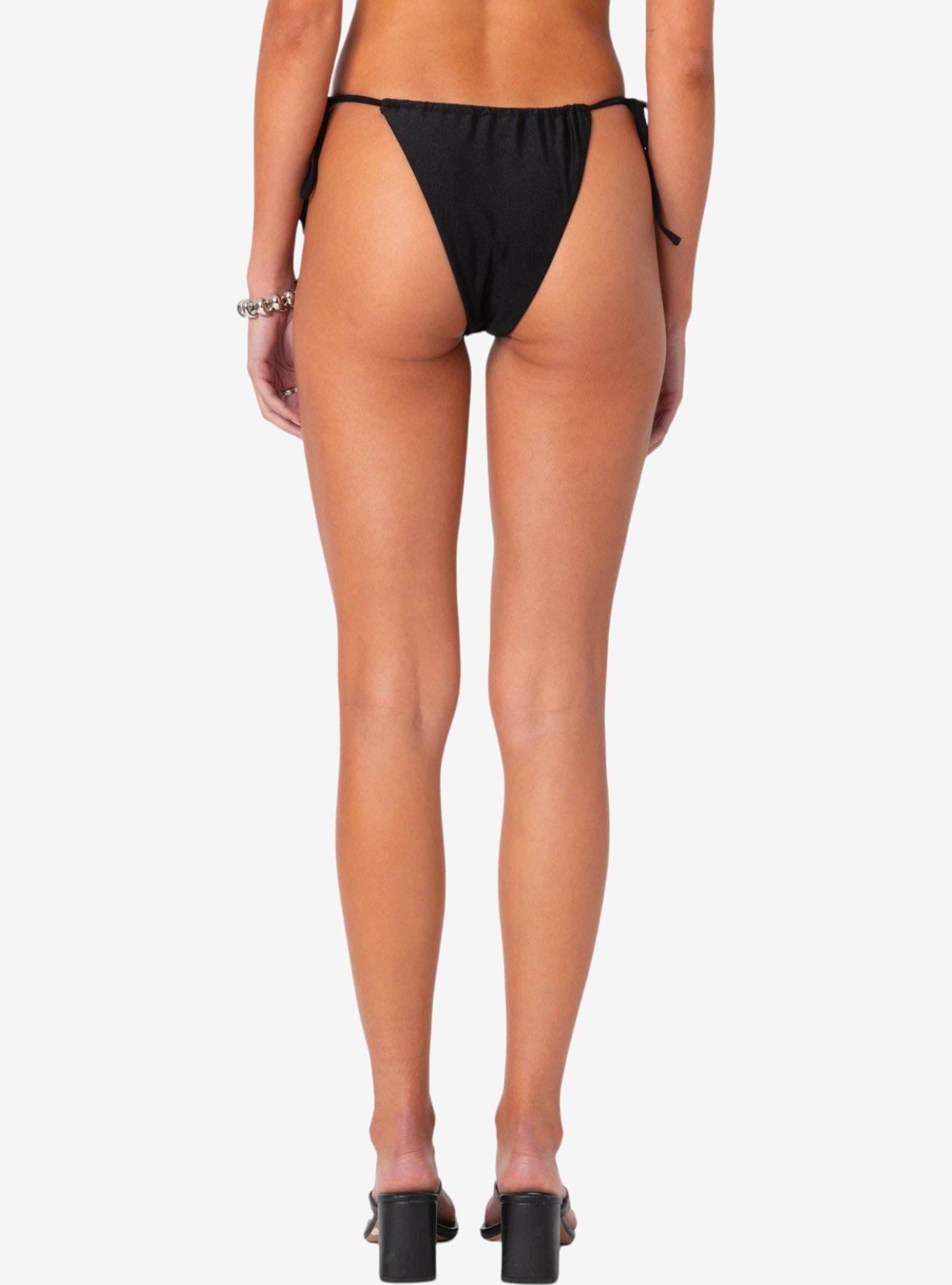 Edikted Darling Double String Bikini Bottom, BLACK, alternate