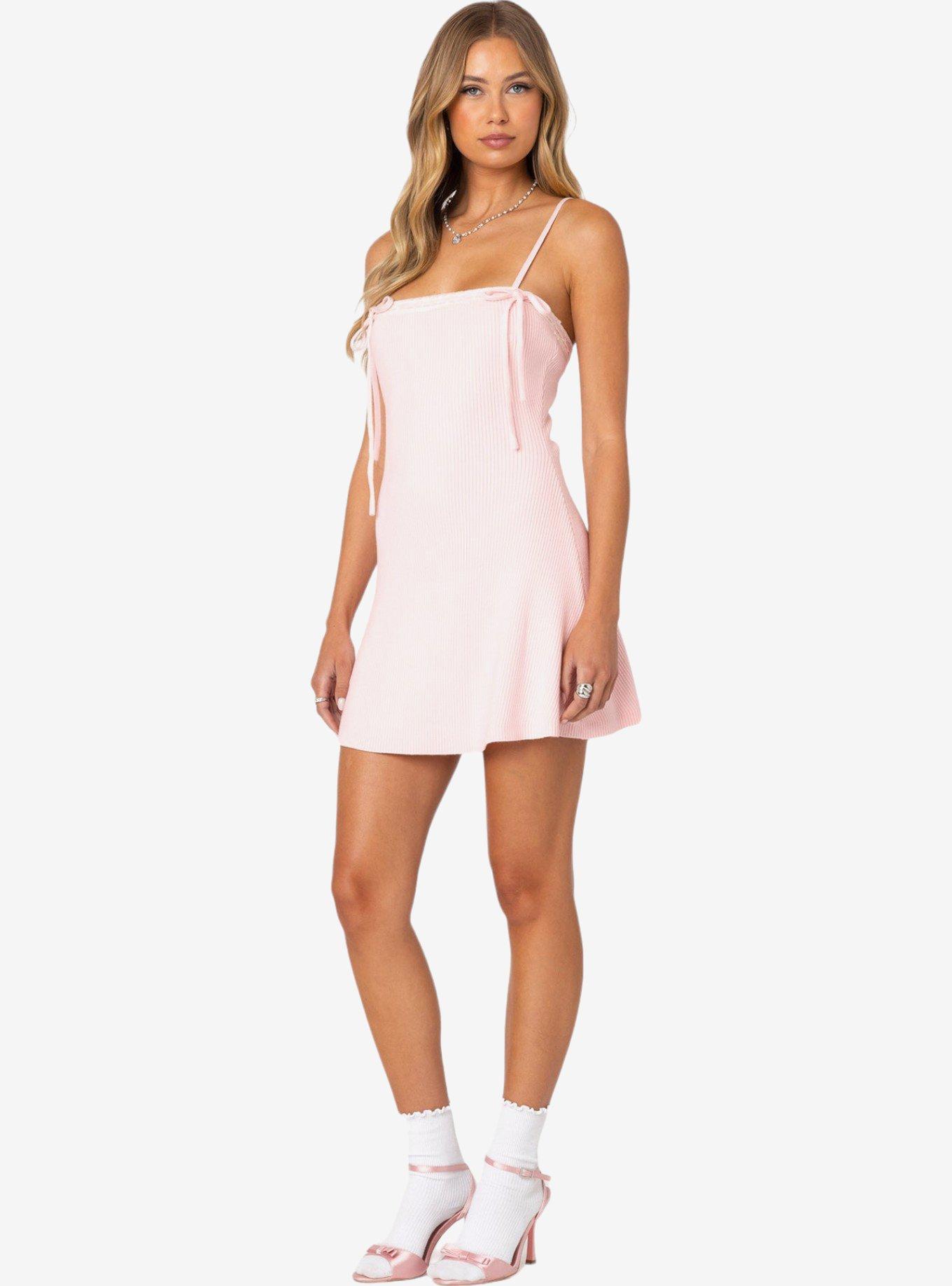 Edikted Fridah Ribbed Knit Mini Dress, PINK, alternate