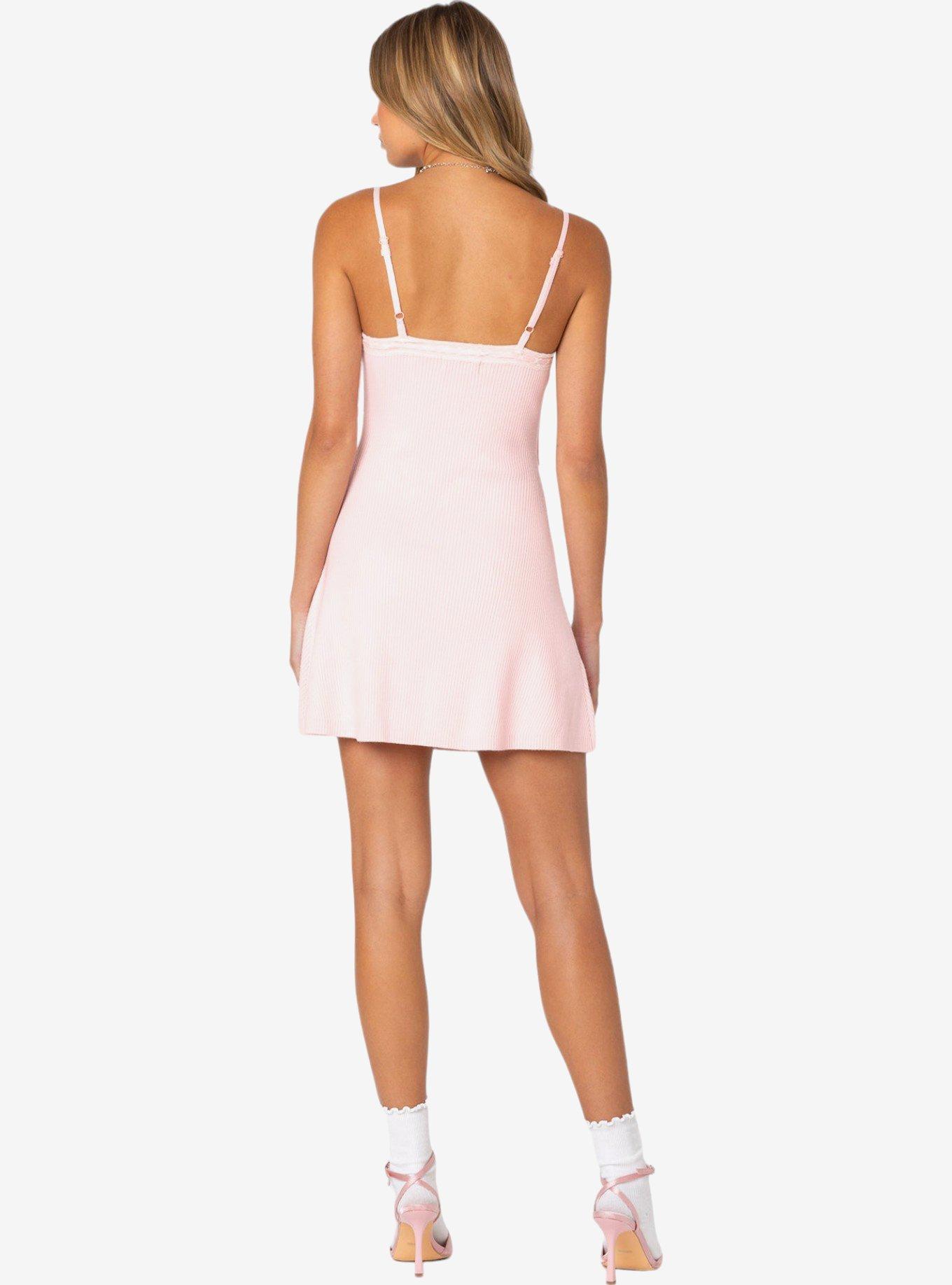 Edikted Fridah Ribbed Knit Mini Dress, PINK, alternate