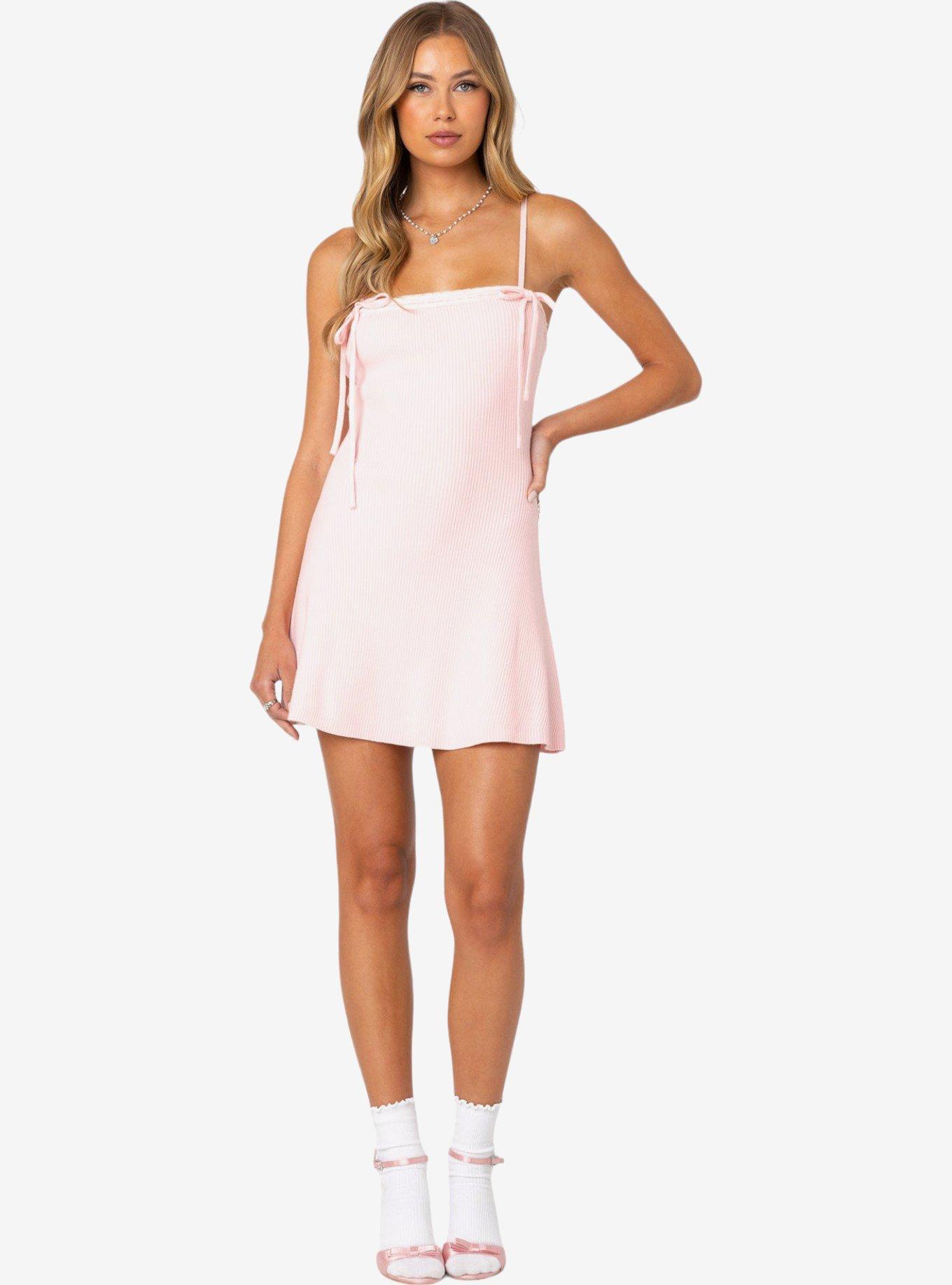 Edikted Fridah Ribbed Knit Mini Dress, PINK, alternate