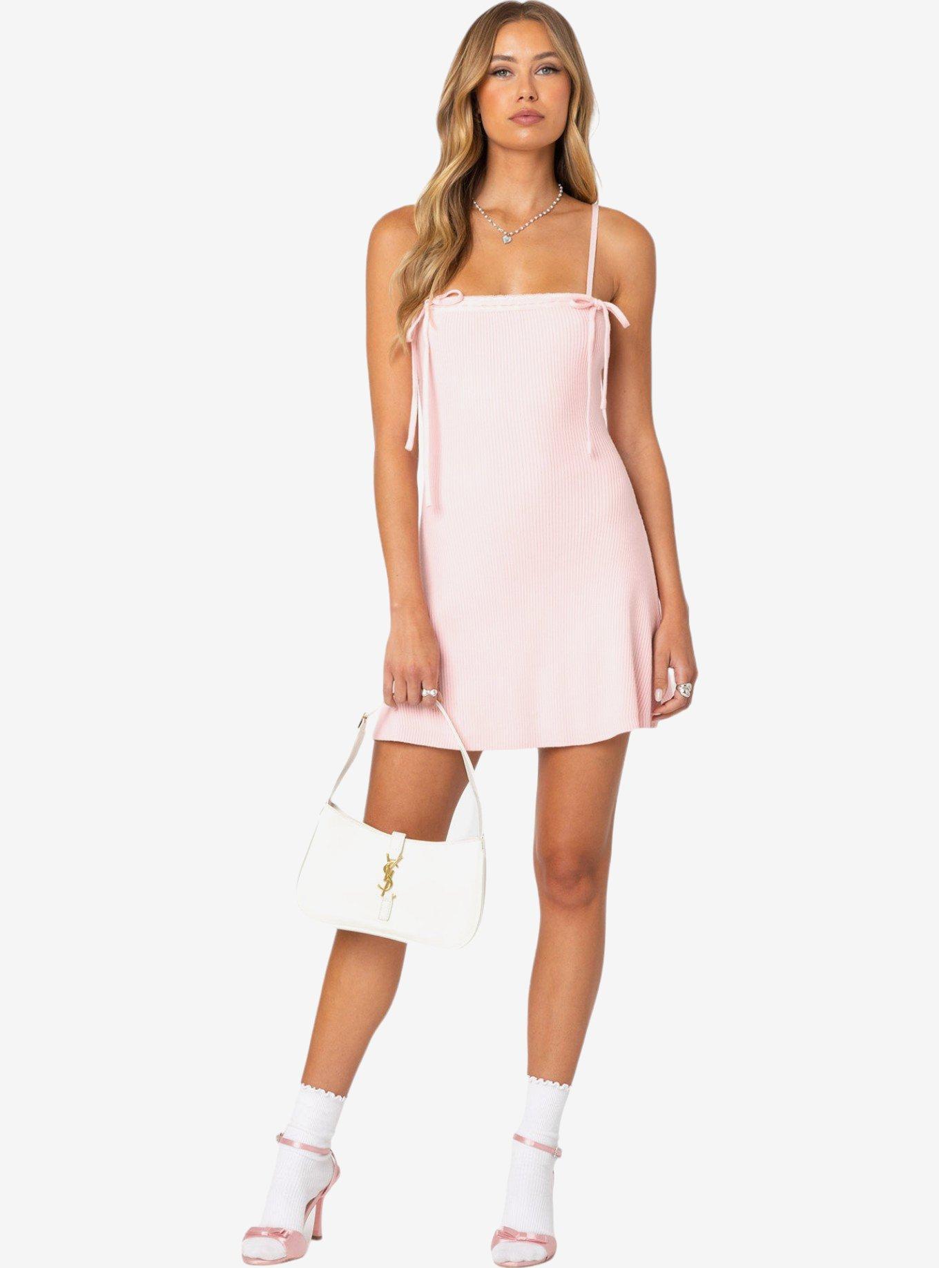 Edikted Fridah Ribbed Knit Mini Dress, PINK, alternate
