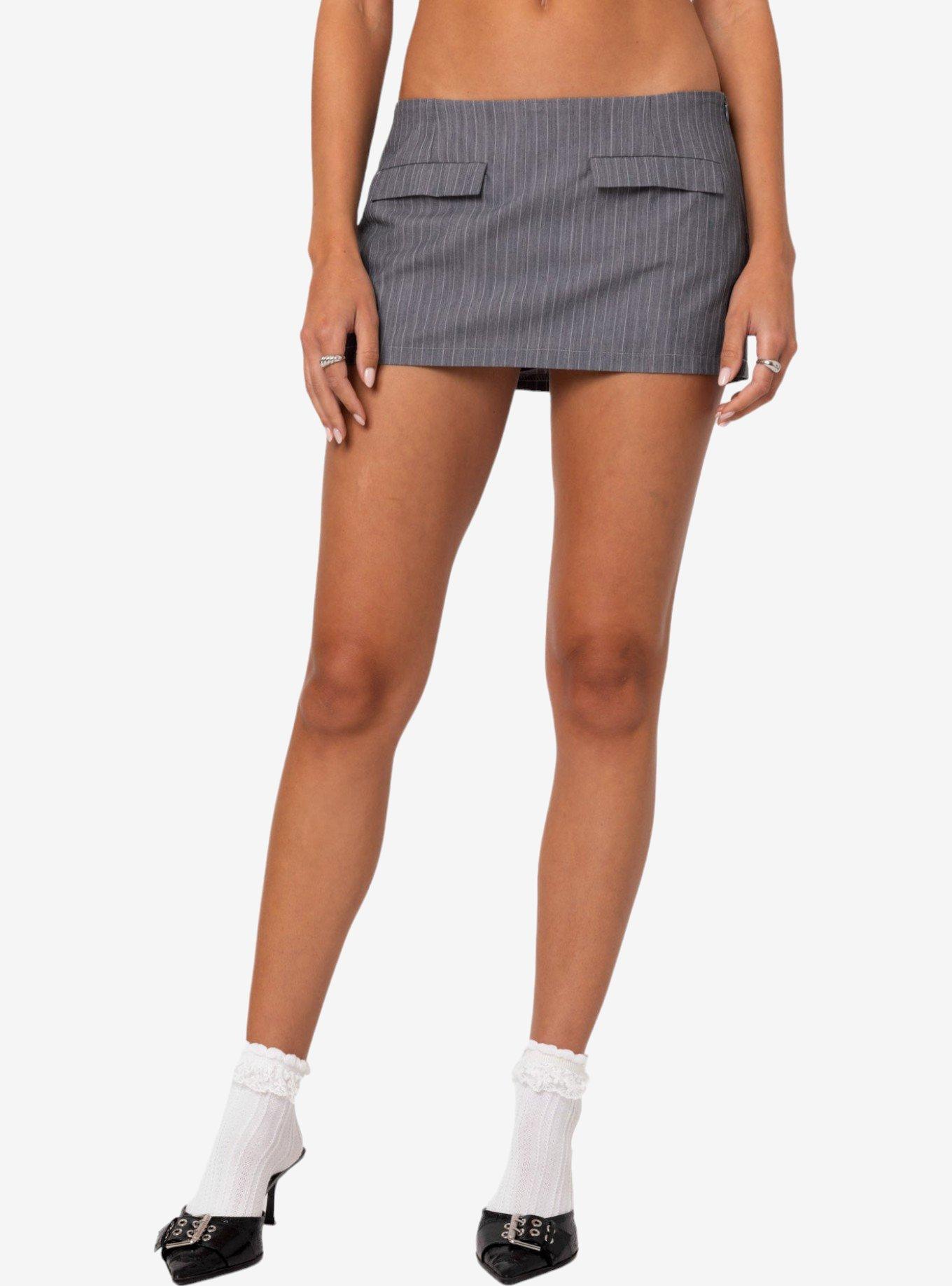 Edikted Magnolia Pinstripe Mini Skort, GREY, alternate