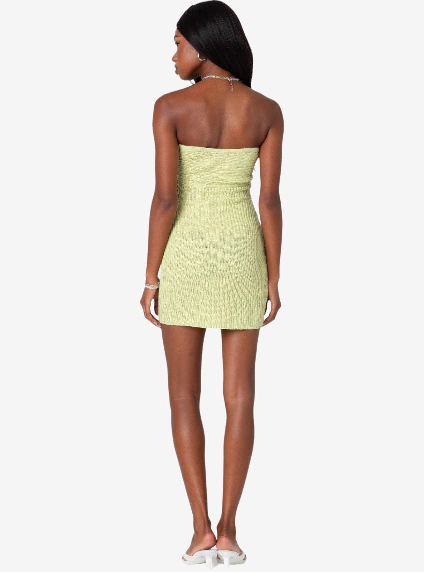 Edikted Sammie Twist Front Knit Mini Dress, GREEN, alternate