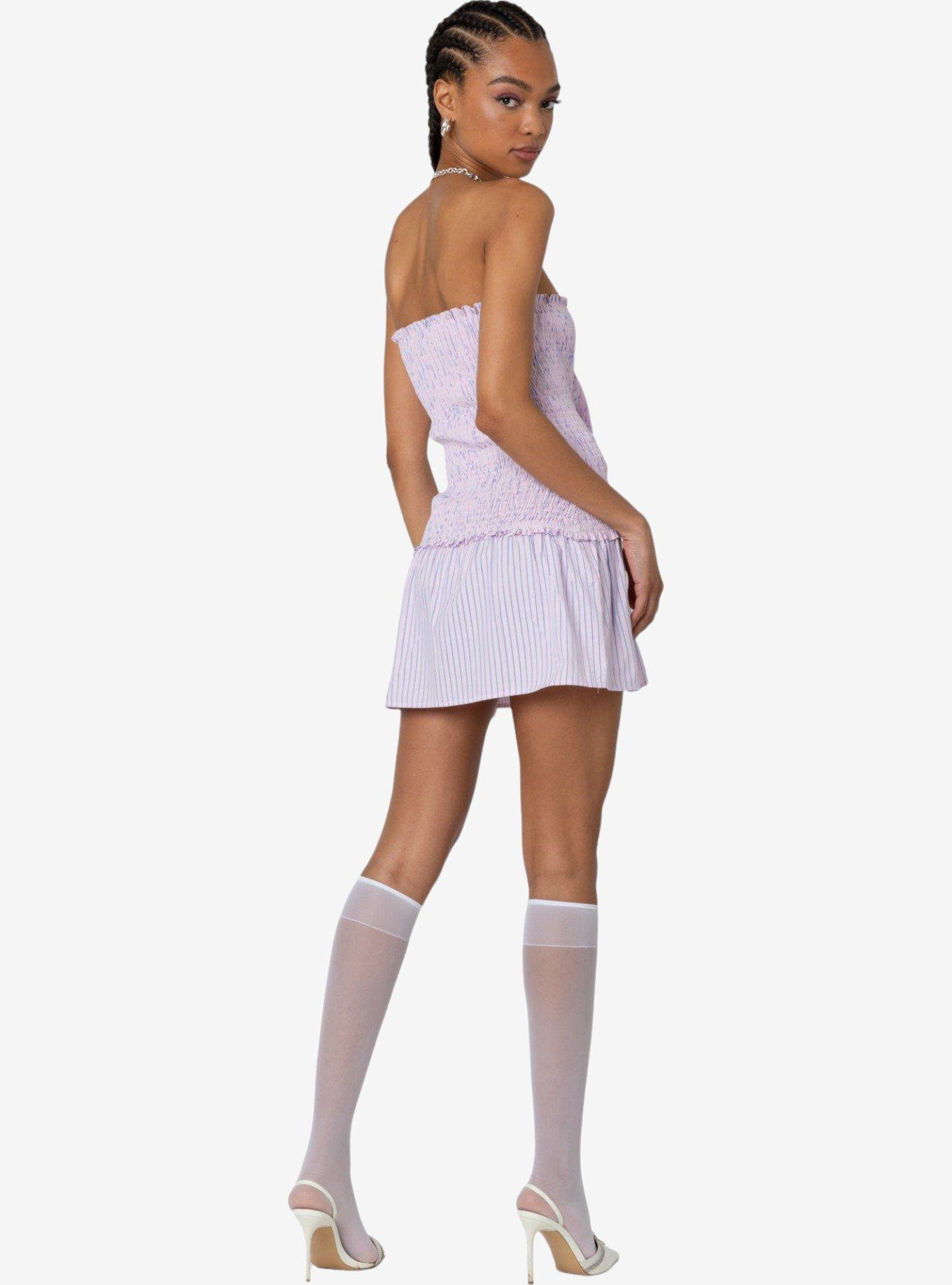 Edikted Striped Scrunch Strapless Mini Dress, PINK, alternate