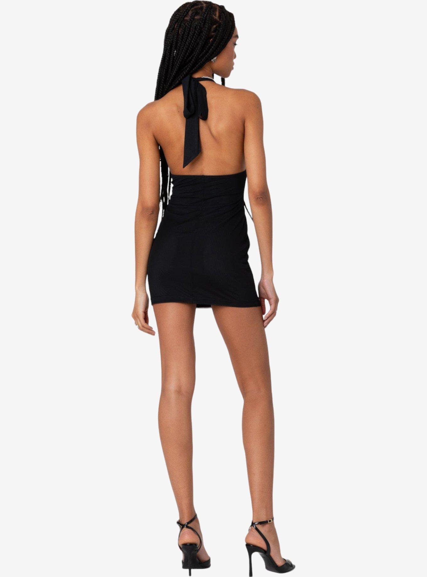 Edikted Knotted Mesh And Lace Mini Dress, BLACK, alternate