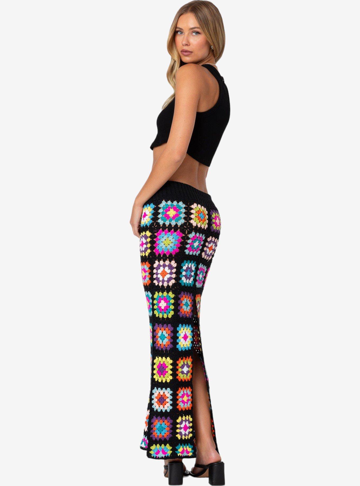 Edikted Patchwork Crochet Maxi Skirt, MULTI, alternate