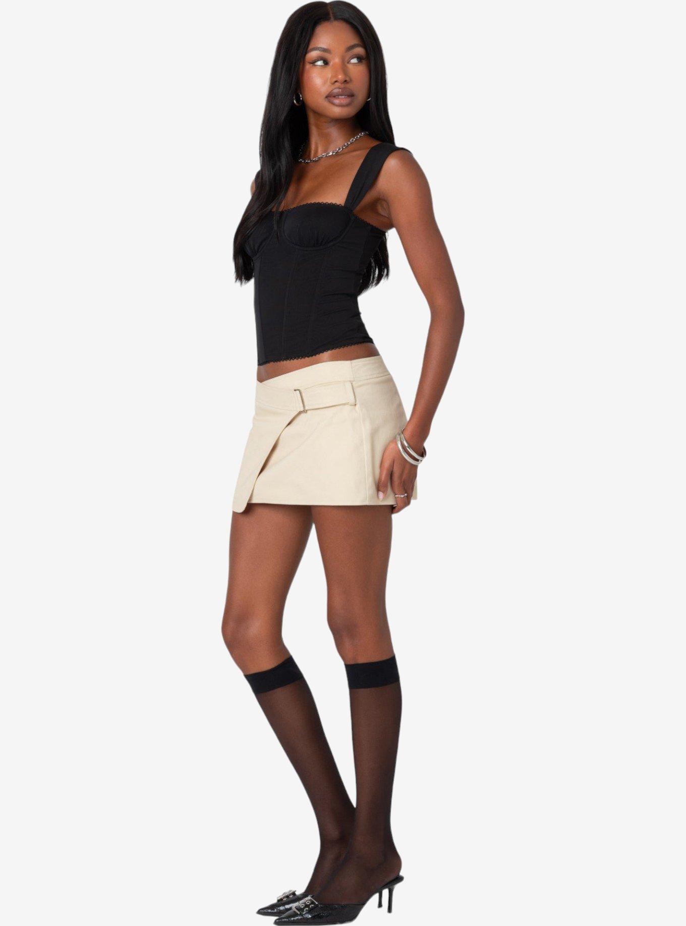 Edikted Belted Mini Wrap Skirt, BEIGE, alternate