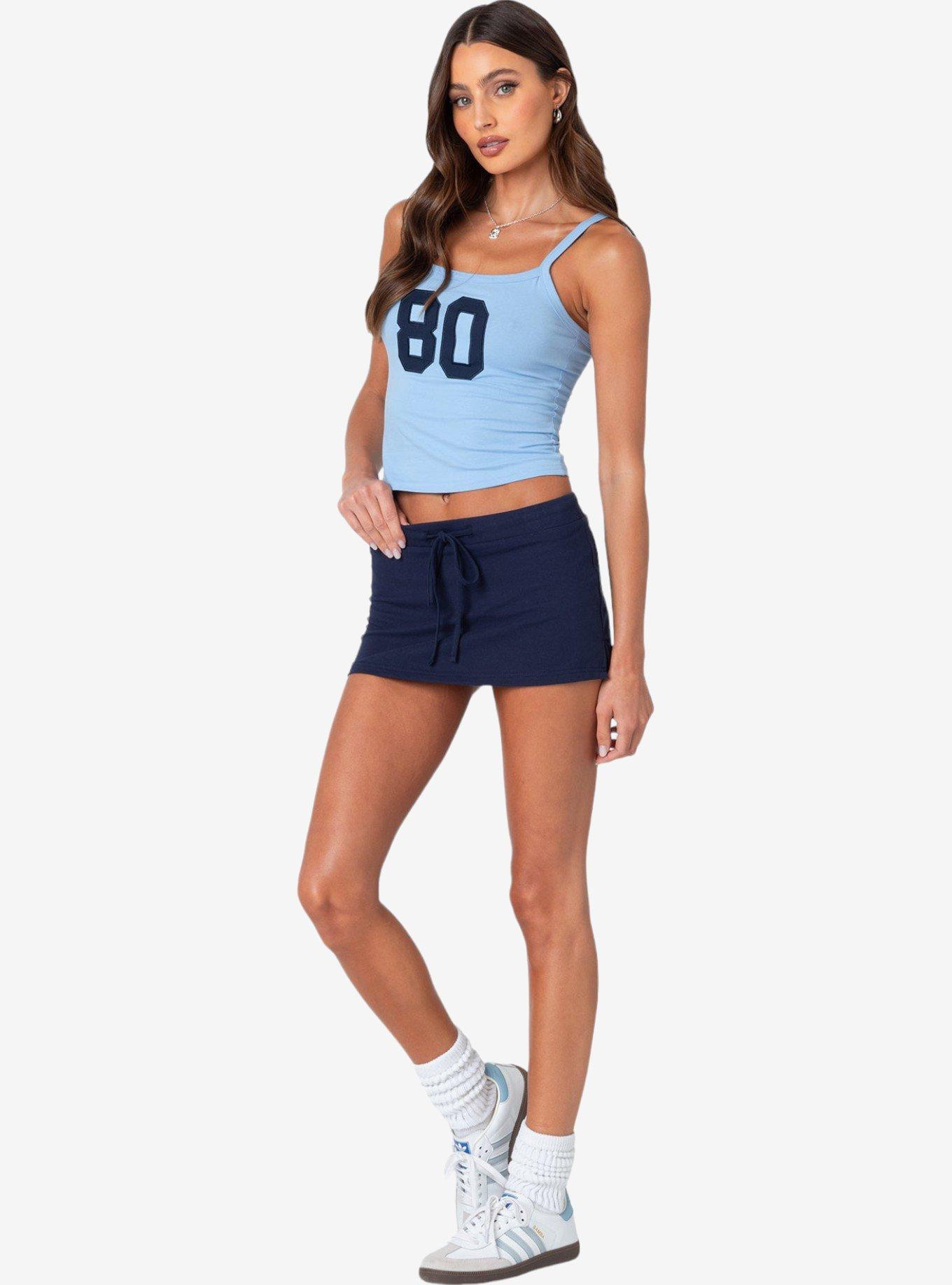 Edikted Bayside Slitted Micro Skort, BLUE, alternate
