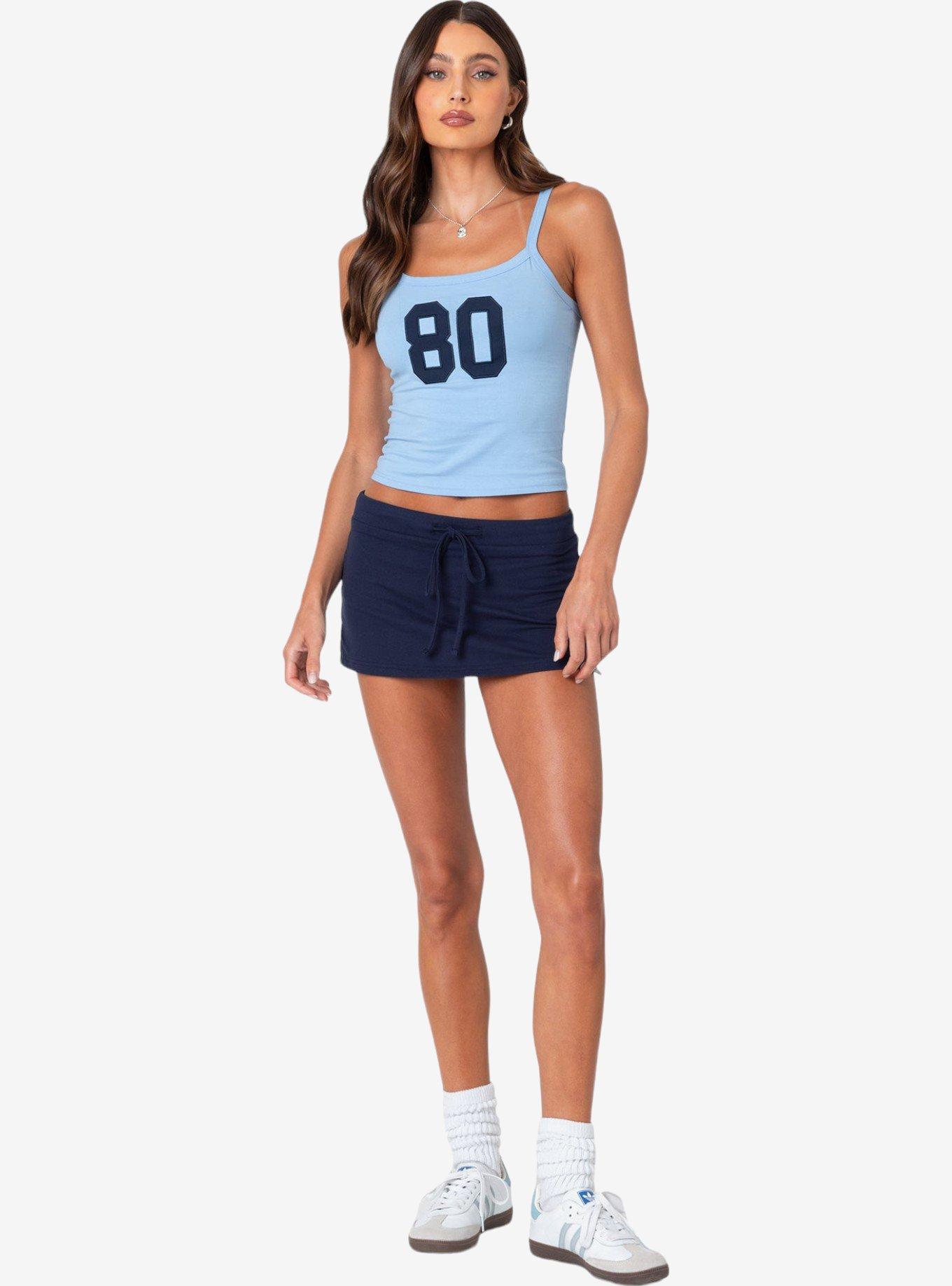 Edikted Bayside Slitted Micro Skort, BLUE, alternate