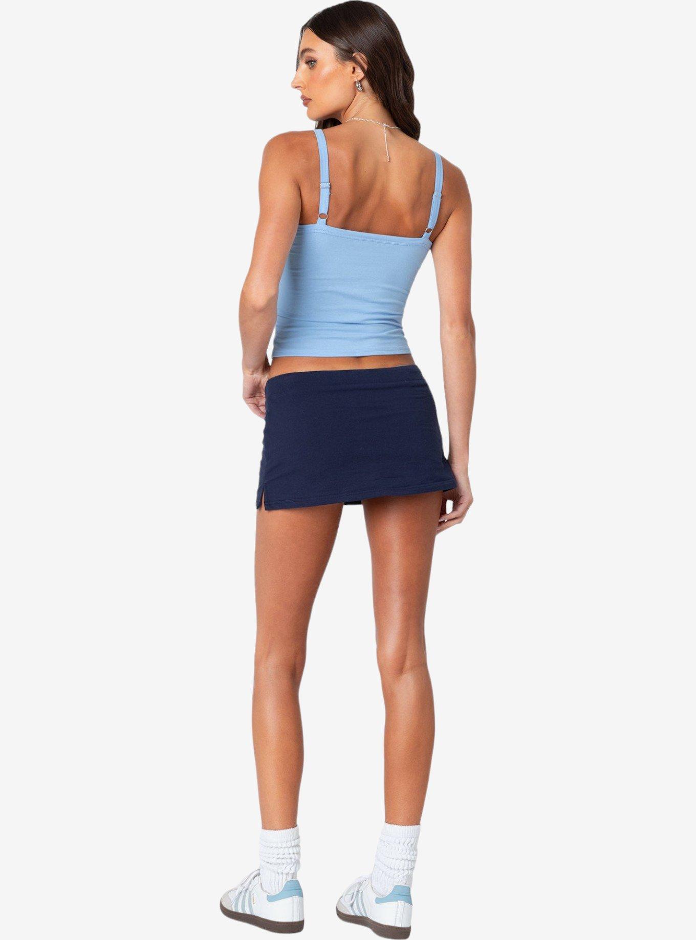 Edikted Bayside Slitted Micro Skort, BLUE, alternate
