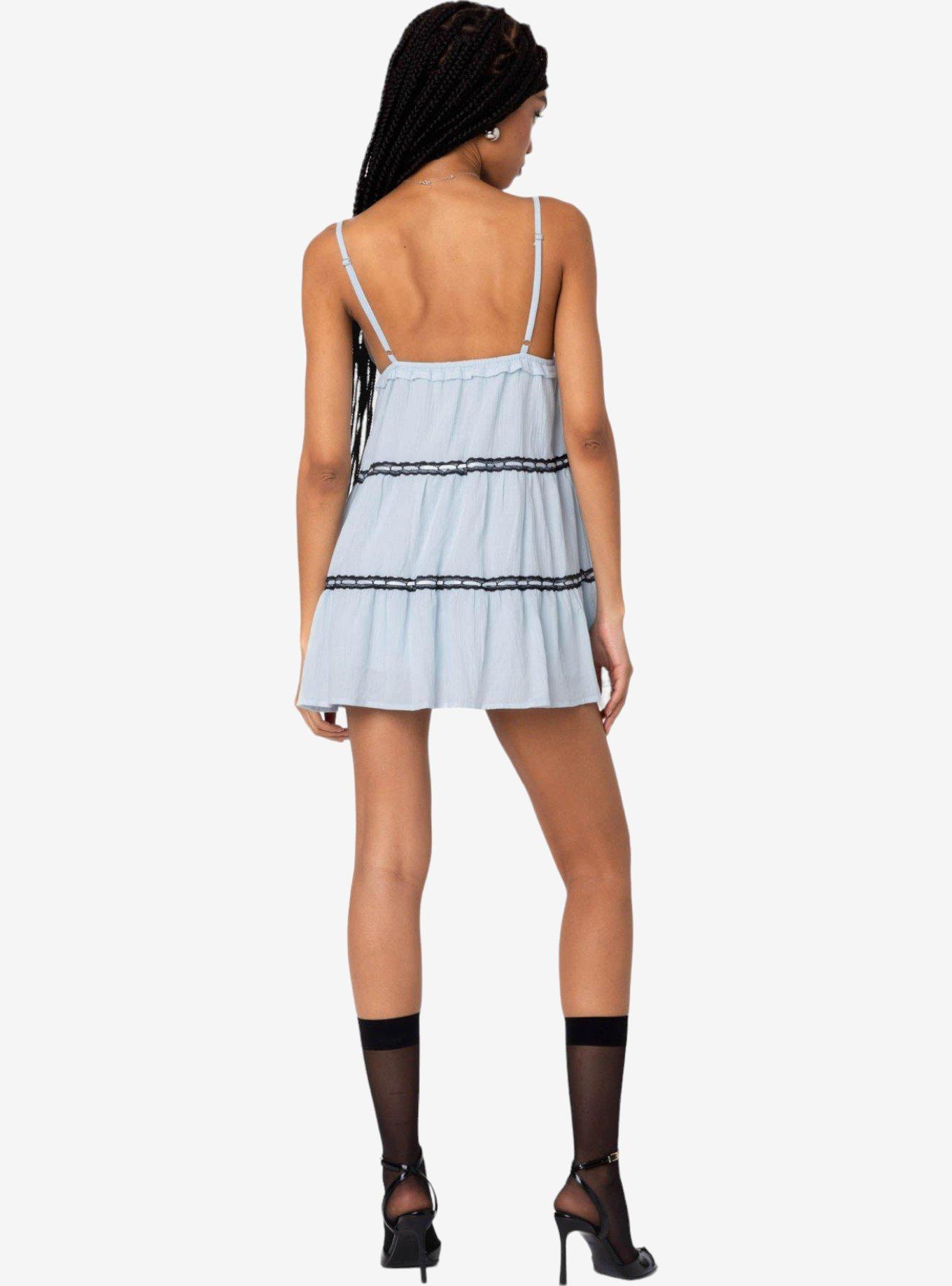 Edikted Angelica Tiered Ribbon Mini Dress, BLUE, alternate