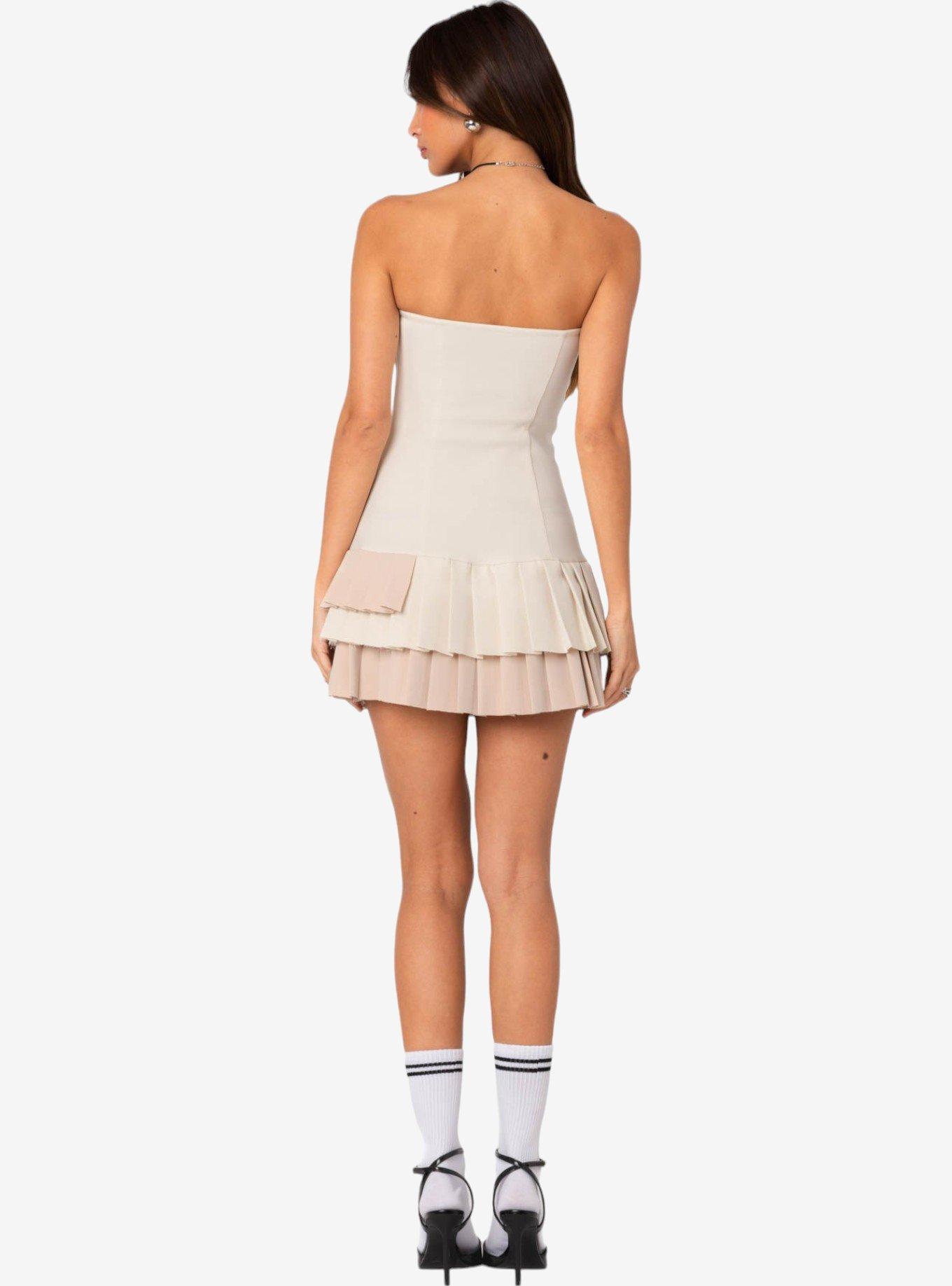 Edikted Cassia Pleated Mini Dress, IVORY, alternate