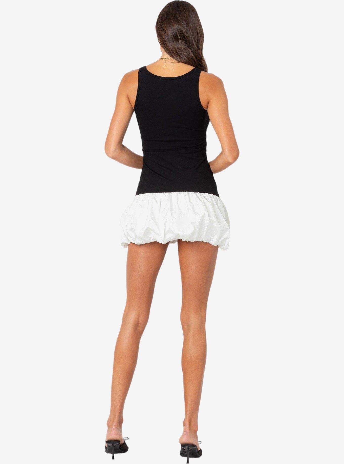 Edikted Contrast Bubble Skirt Ribbed Mini Dress, MULTI, alternate