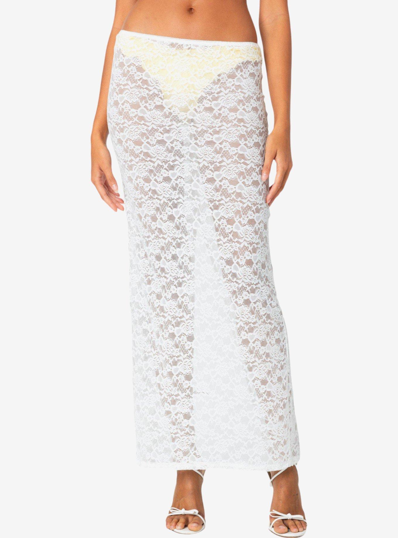 Edikted Oceana Sheer Lace Maxi Skirt, BRIGHT WHITE, alternate