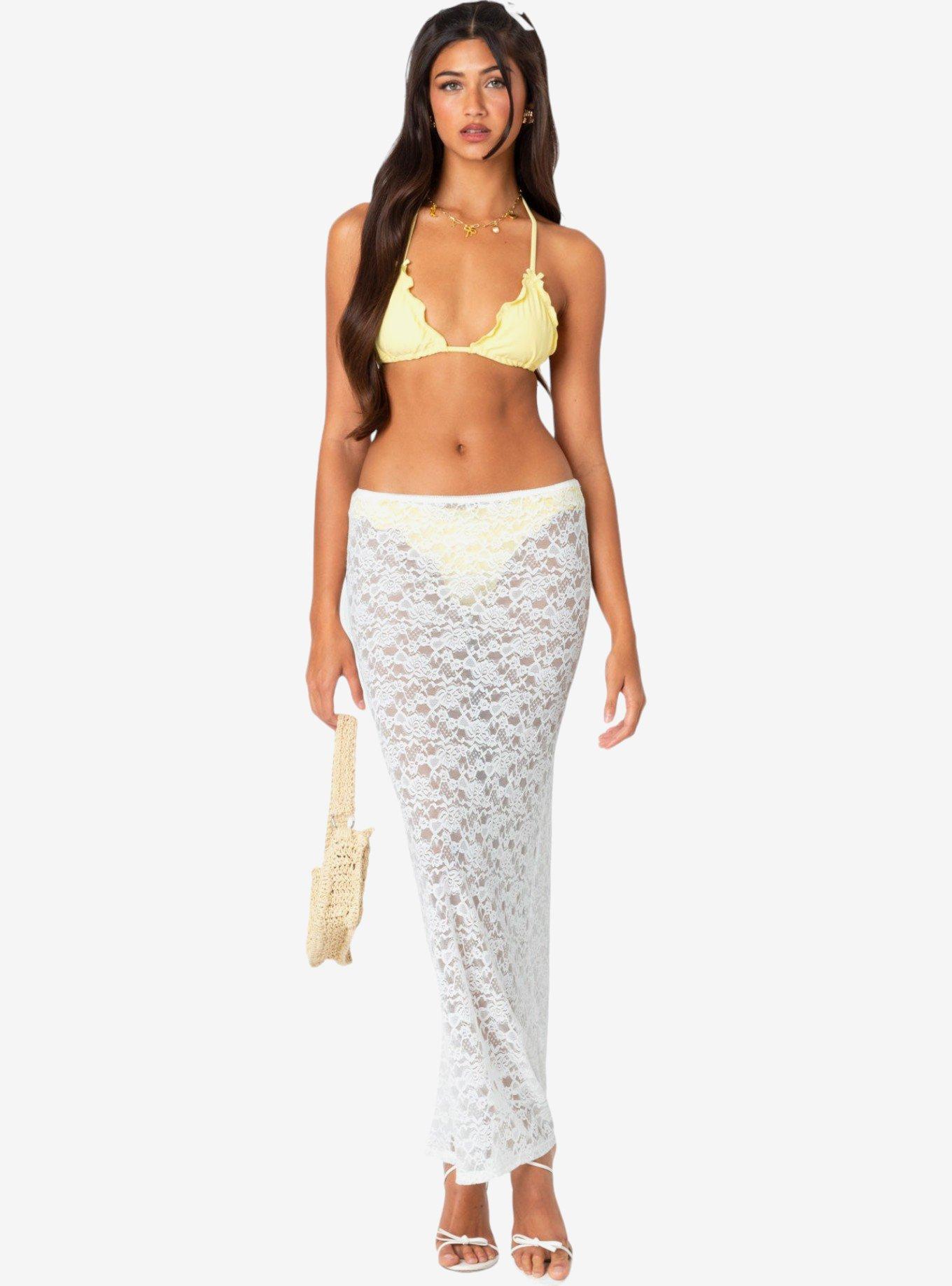 Edikted Oceana Sheer Lace Maxi Skirt, BRIGHT WHITE, alternate