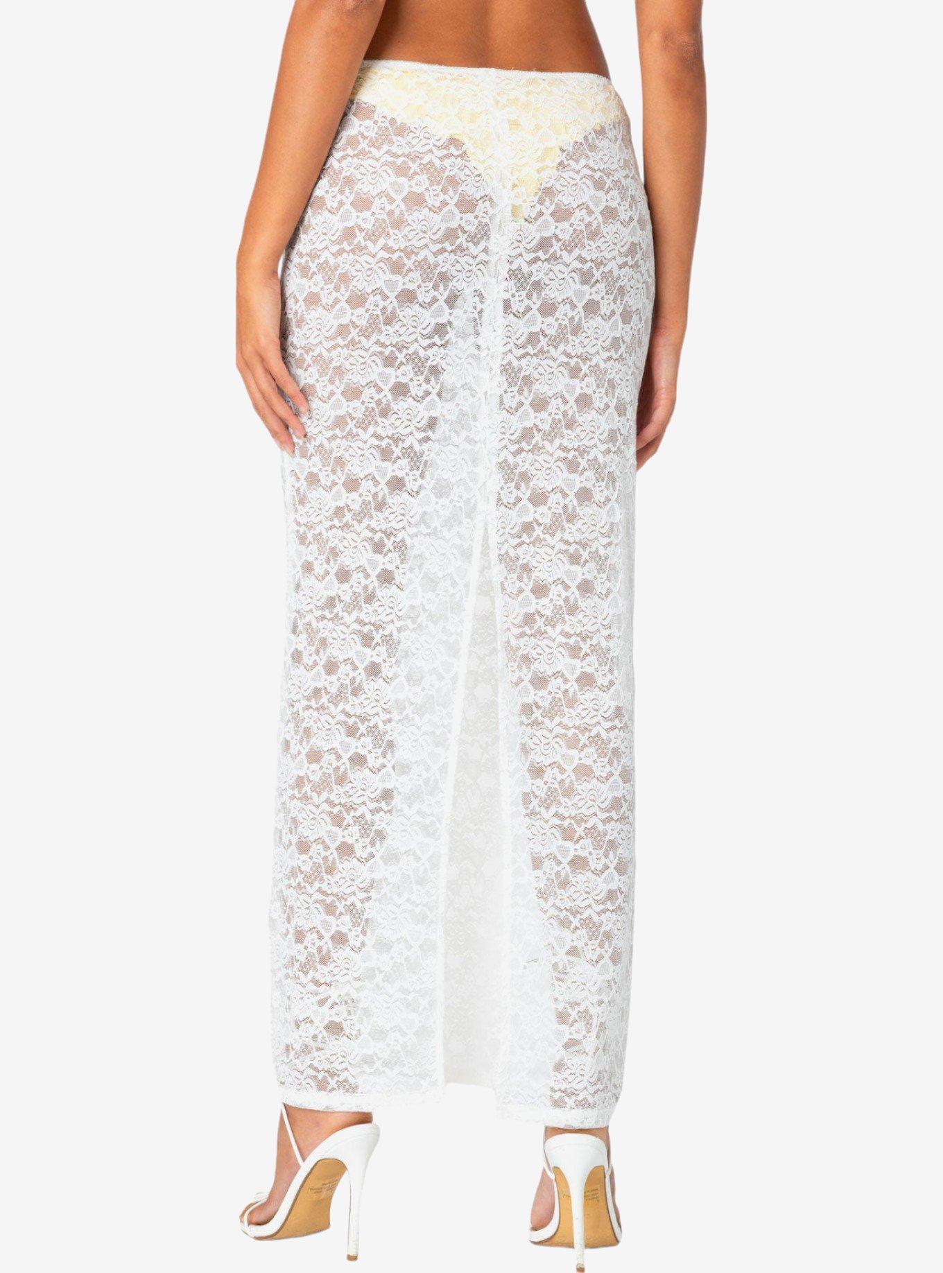 Edikted Oceana Sheer Lace Maxi Skirt, BRIGHT WHITE, alternate