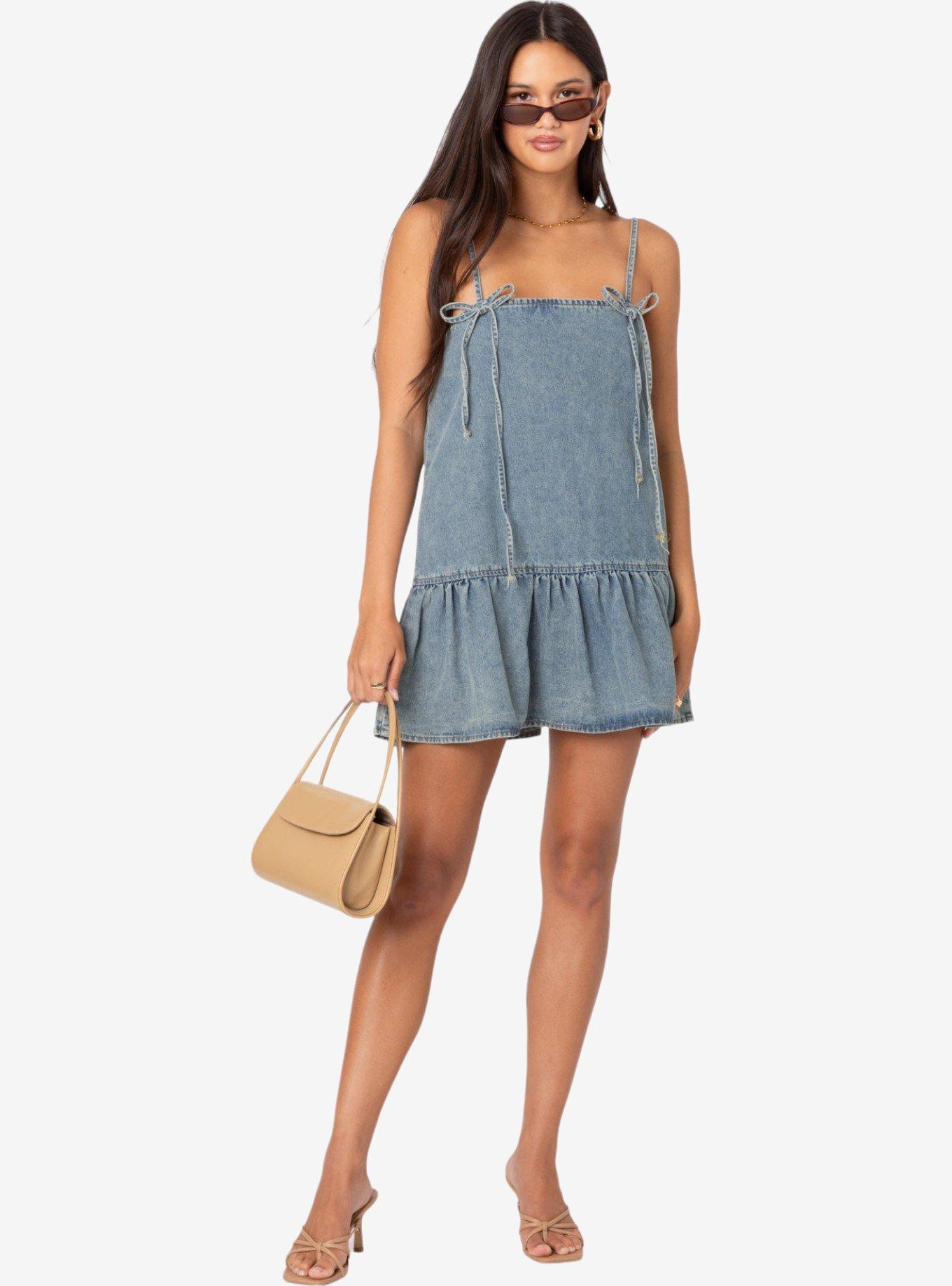 Edikted Dylan Denim Mini Dress, BLUE, alternate