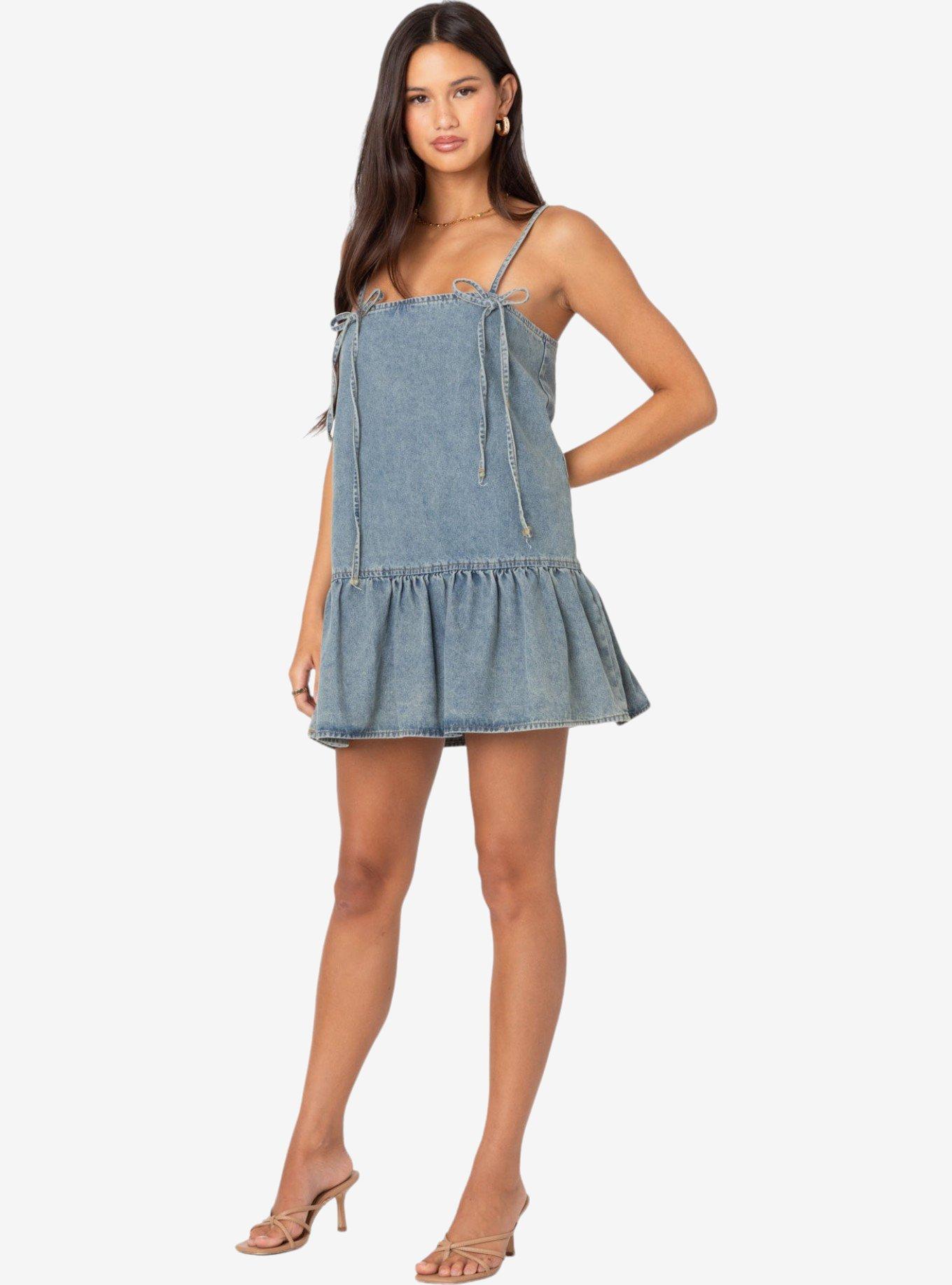 Edikted Dylan Denim Mini Dress, BLUE, alternate