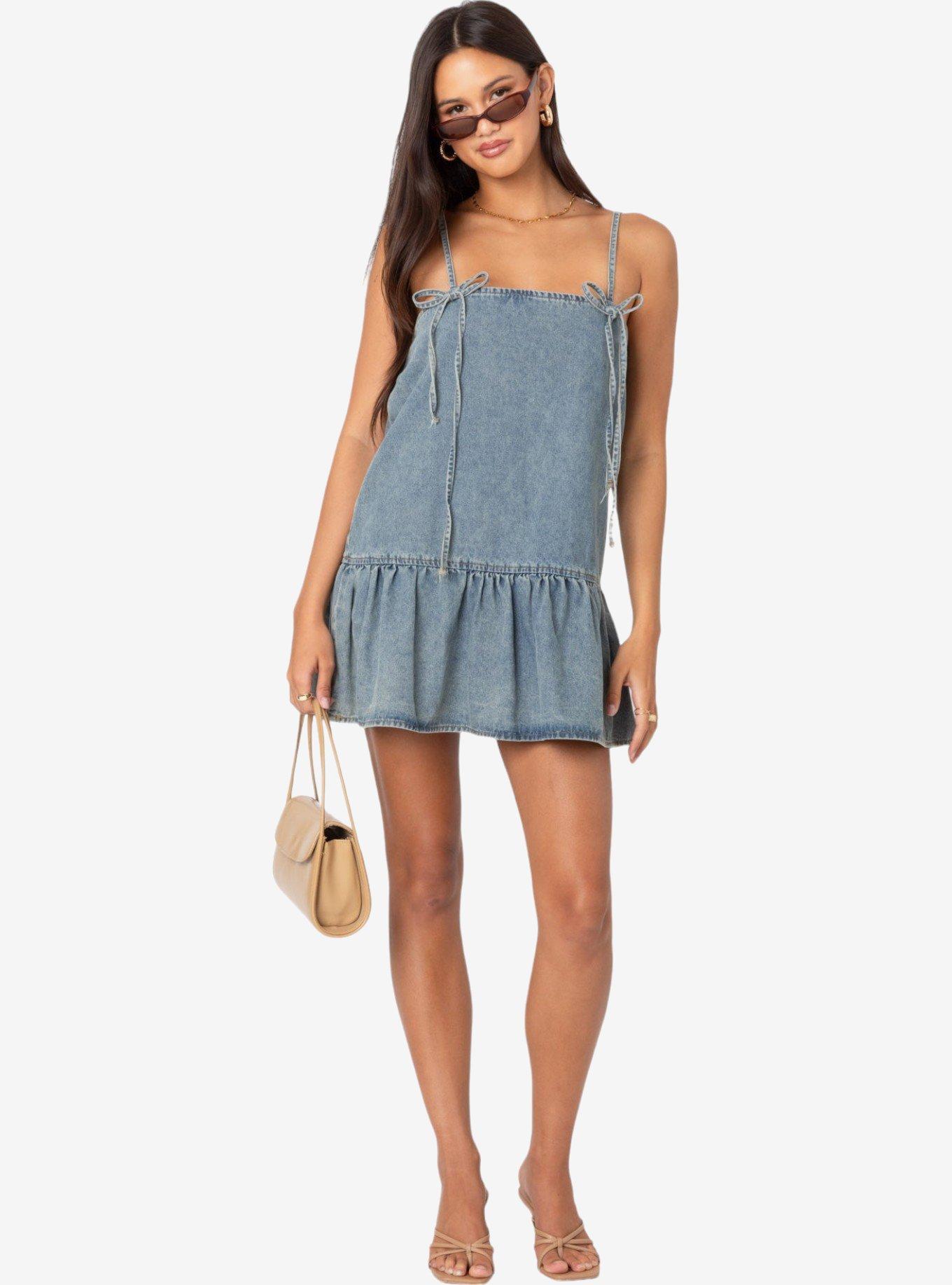 Edikted Dylan Denim Mini Dress, BLUE, alternate