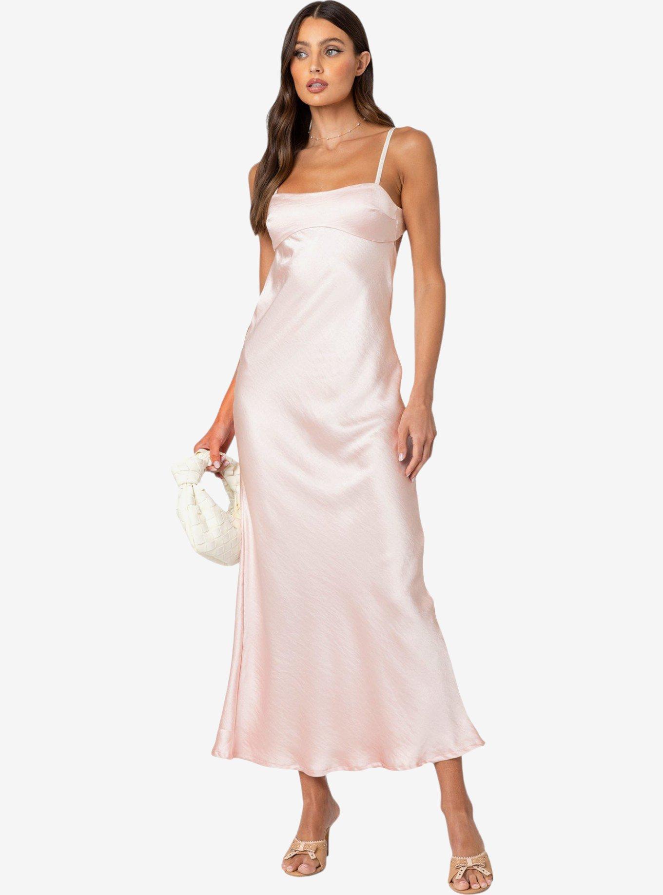 Edikted Vienna Open Back Satin Maxi Dress, PINK, alternate