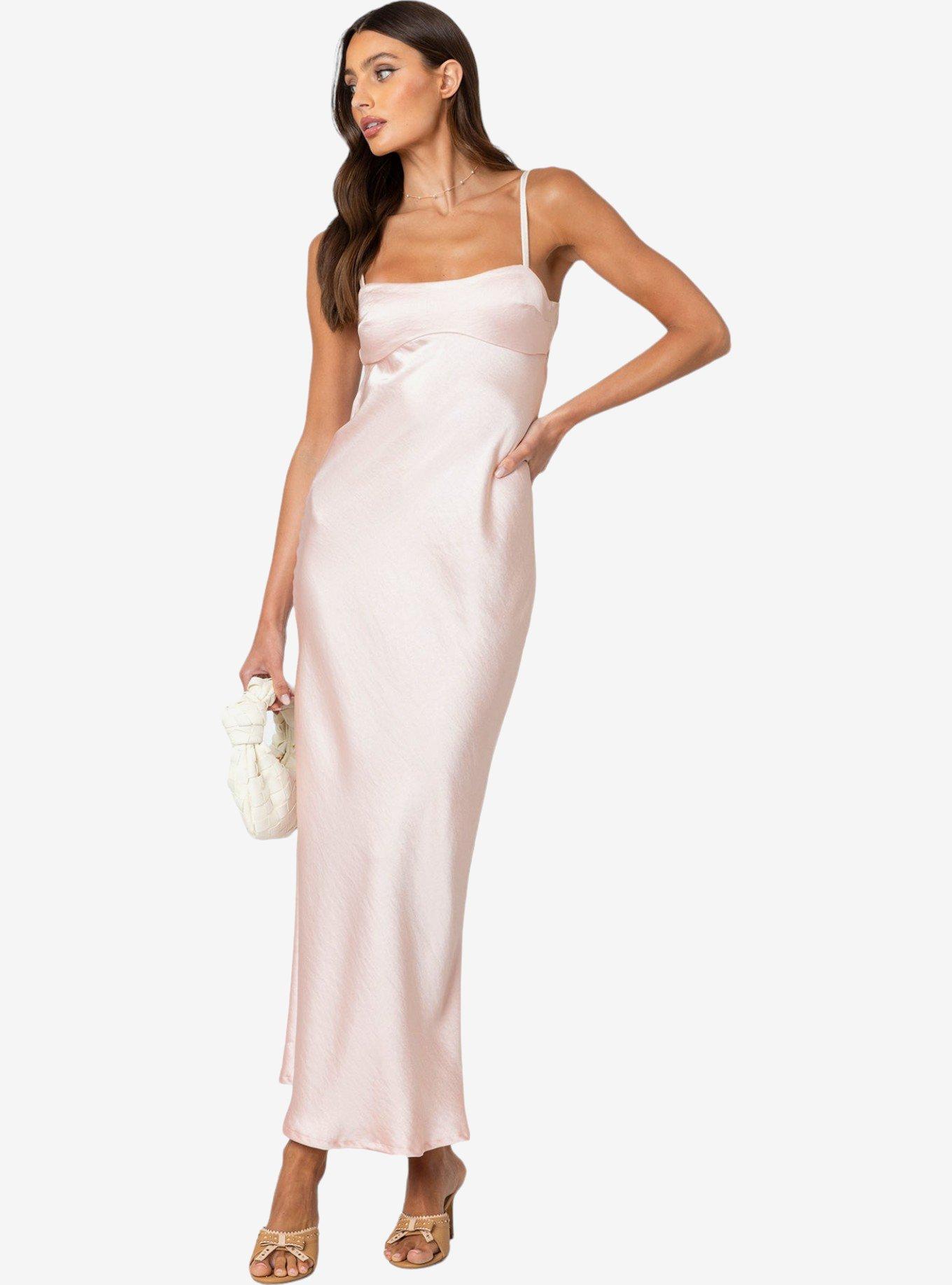 Edikted Vienna Open Back Satin Maxi Dress, PINK, alternate