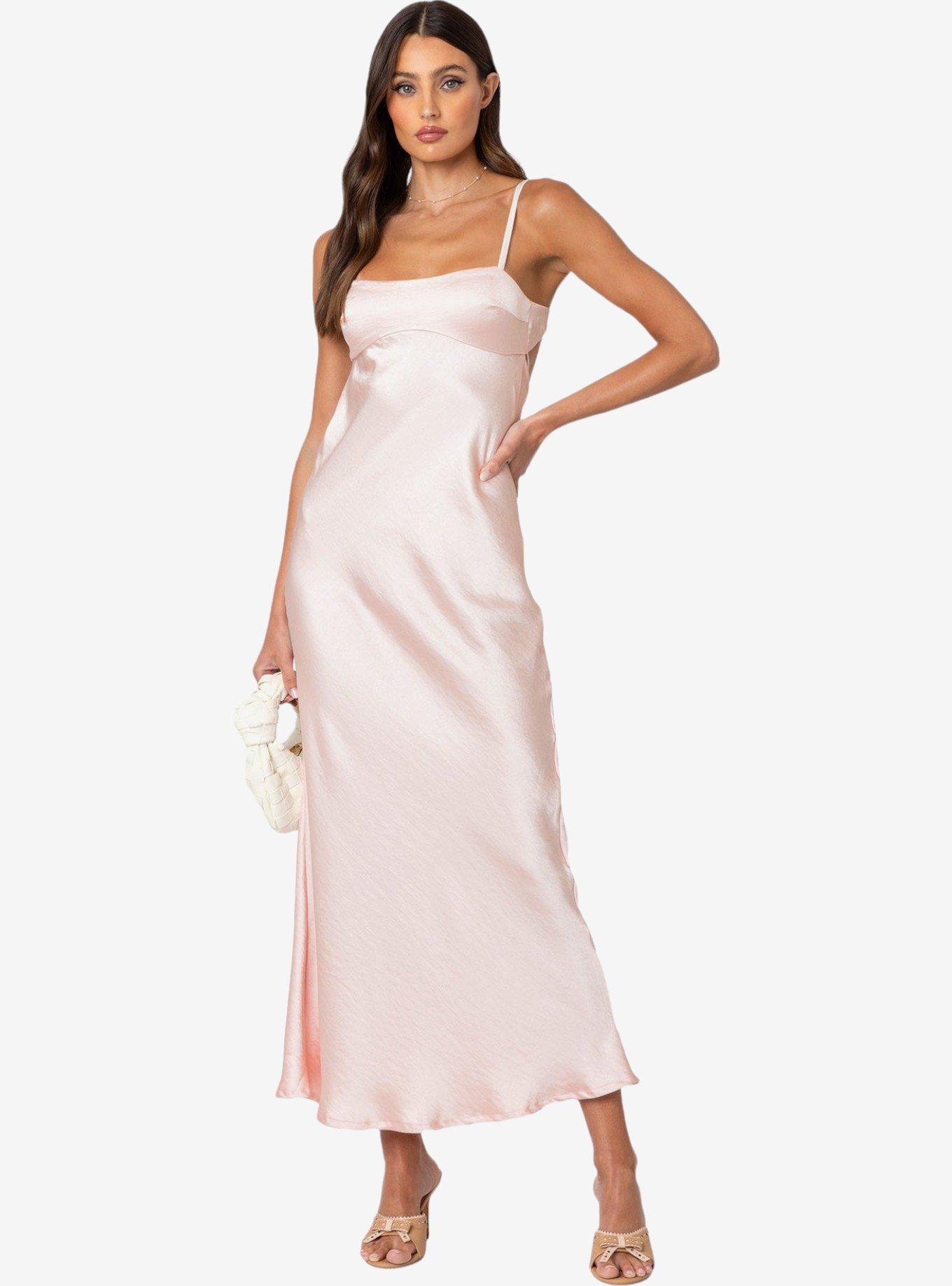 Edikted Vienna Open Back Satin Maxi Dress, PINK, alternate