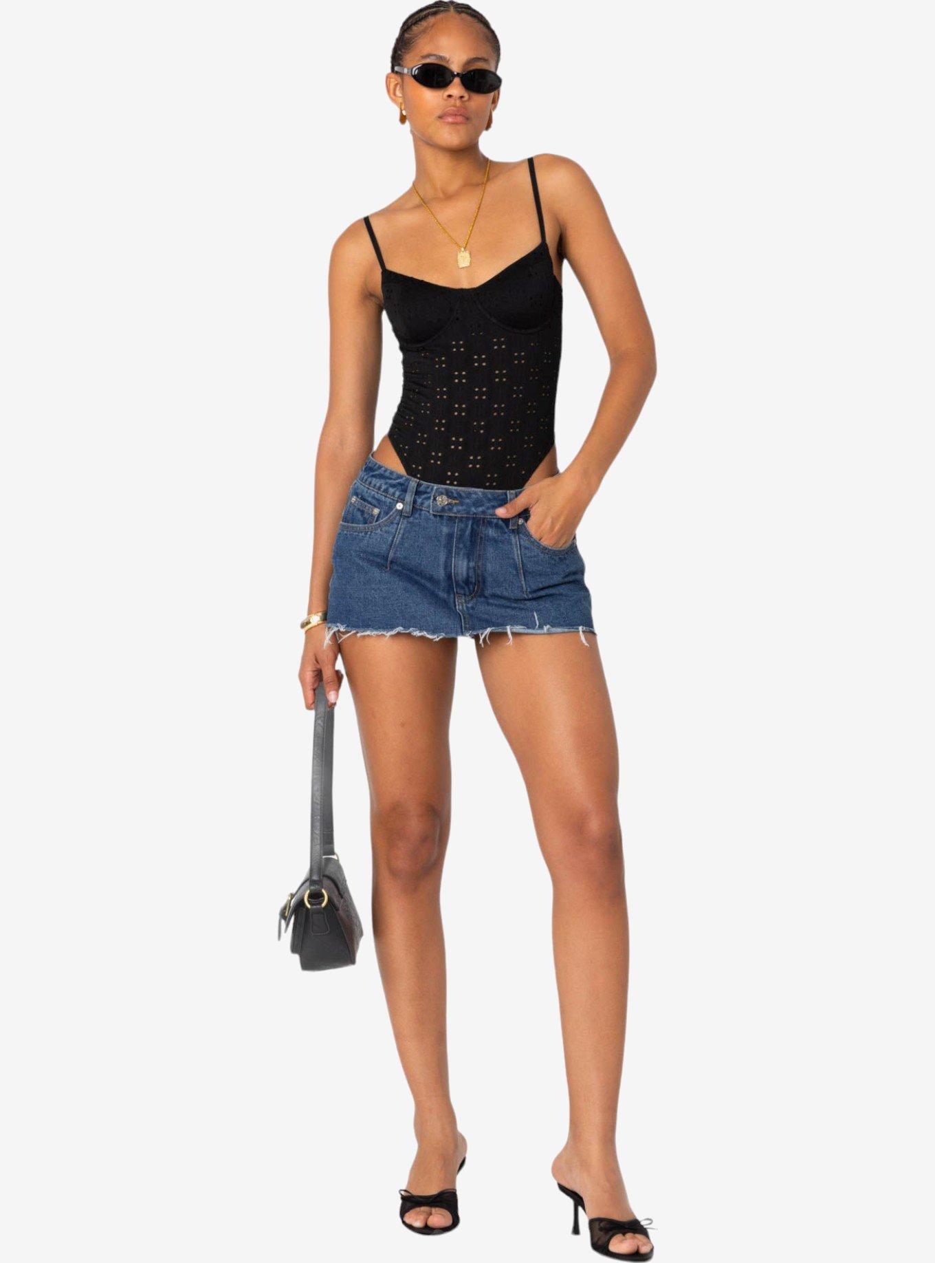 Edikted Raven Cupped Eyelet Bodysuit, BLACK, alternate