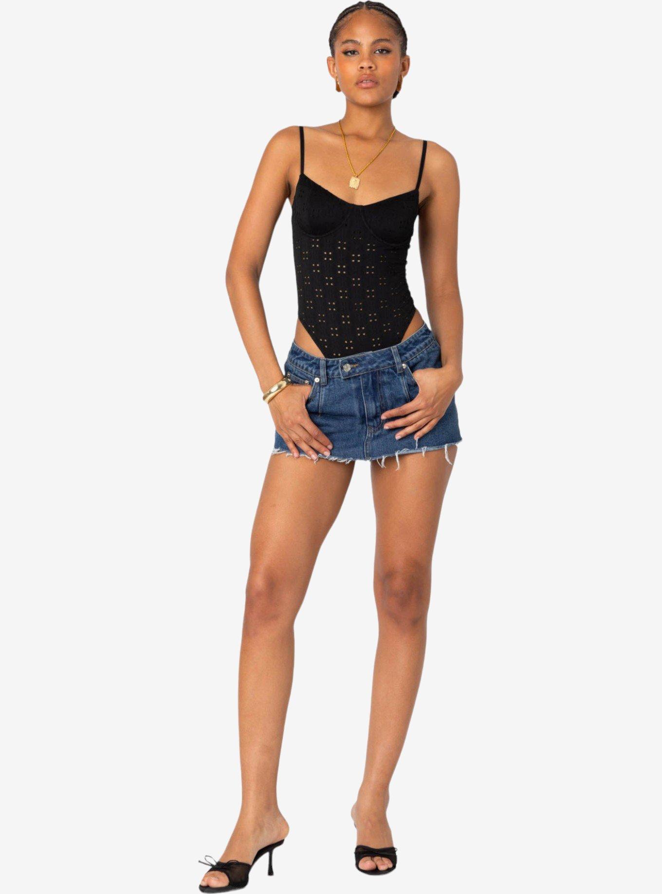 Edikted Raven Cupped Eyelet Bodysuit, BLACK, alternate