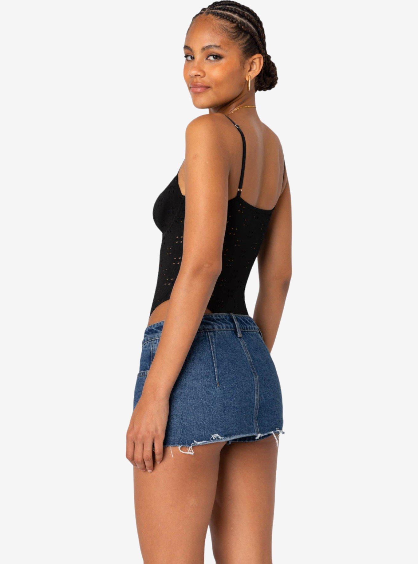 Edikted Raven Cupped Eyelet Bodysuit, BLACK, alternate